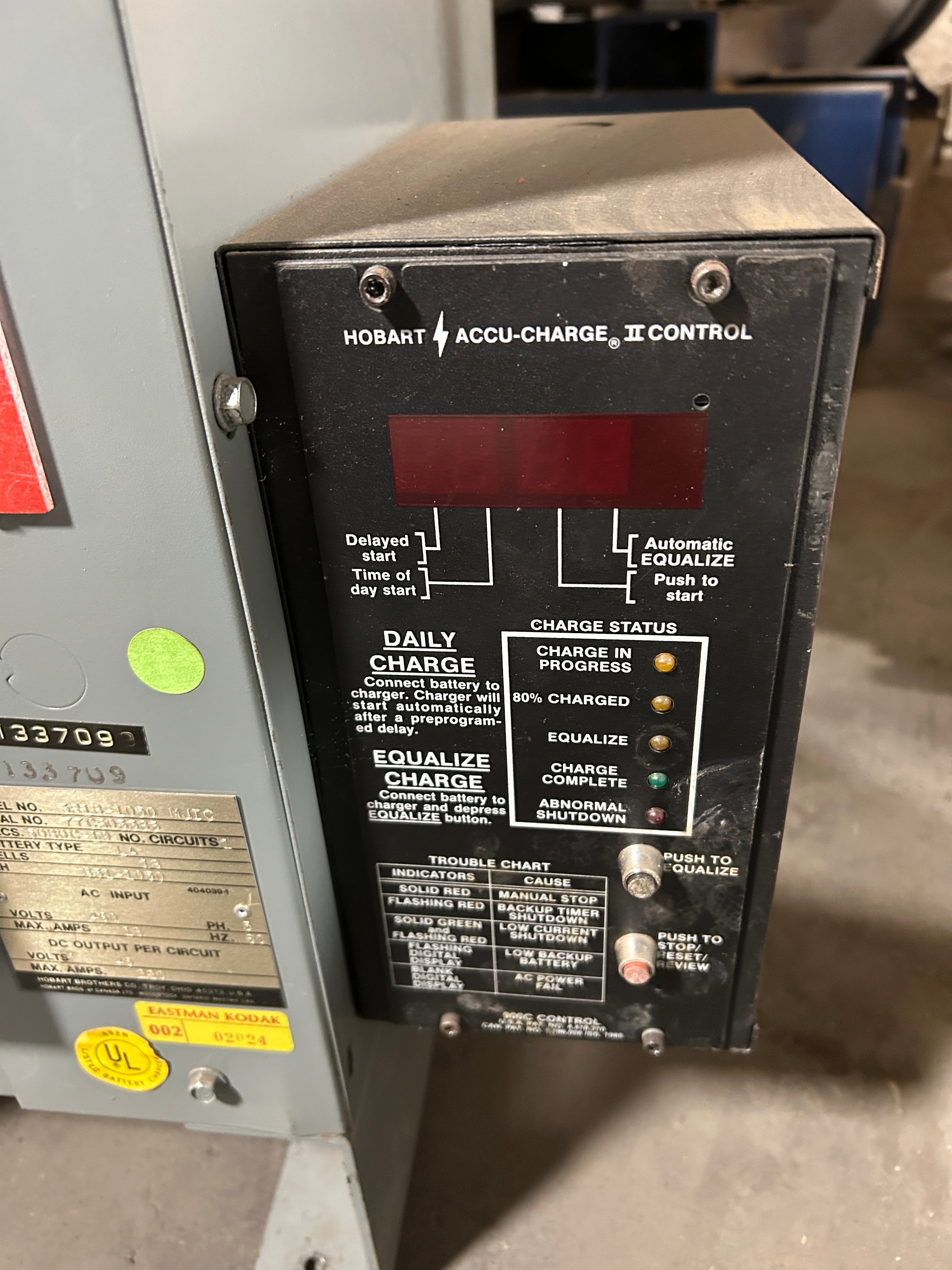 Hobart 3R18-1050MJIC Forklift Battery Charger 36V 3PH 18 Cell w/ Accu-Charge II