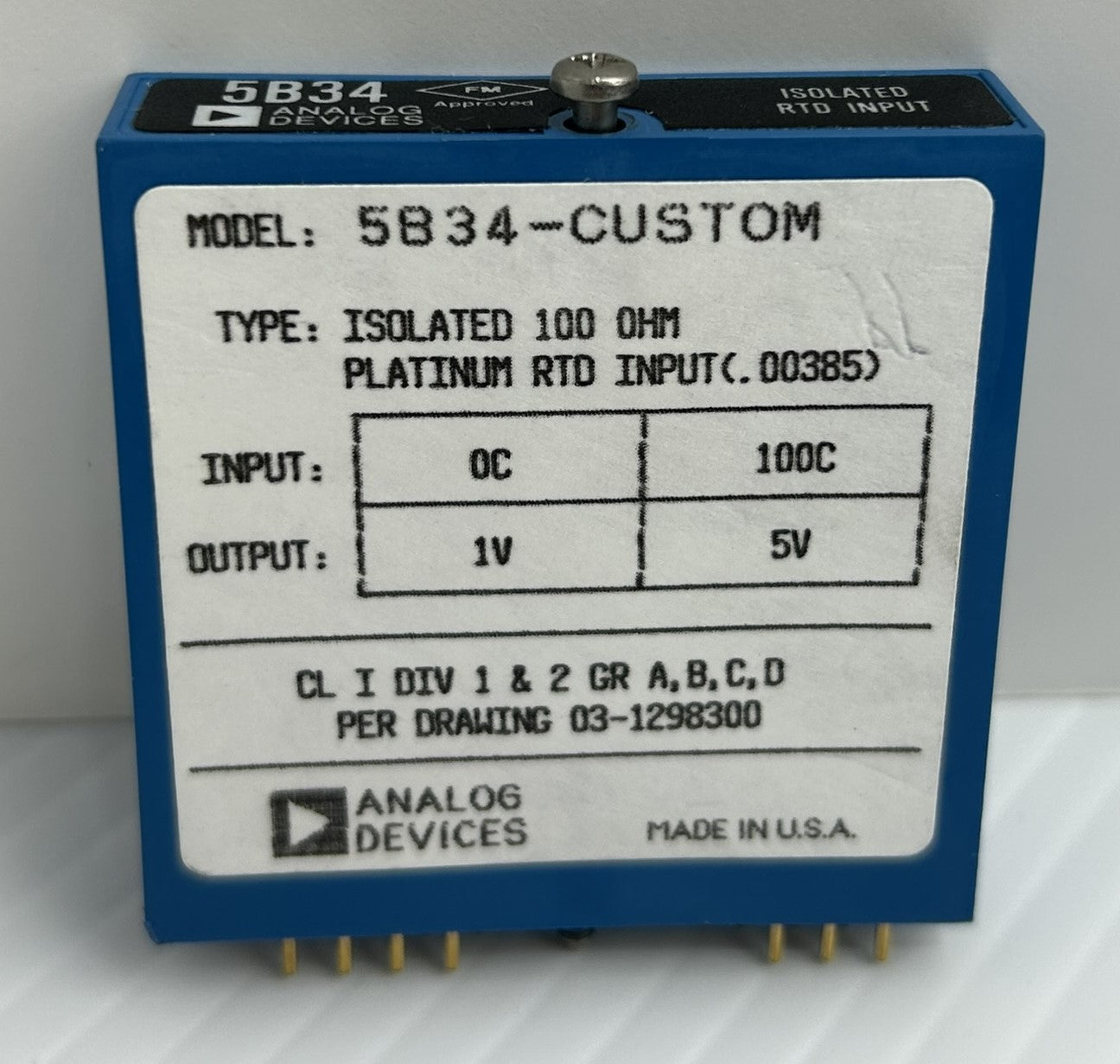 Analog Devices 5B34-CUSTOM Isolated RTD Input Module 5V