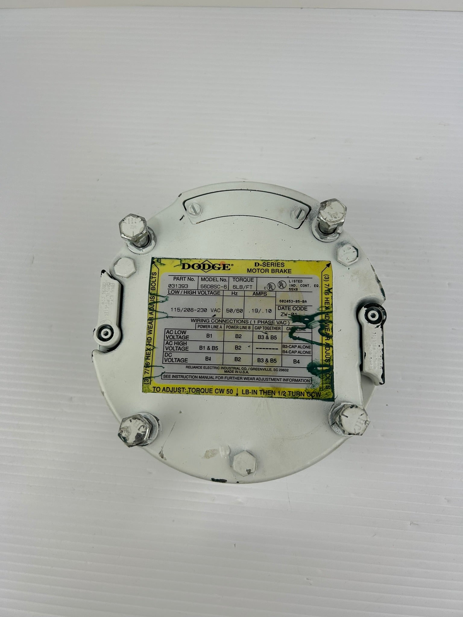 Dodge 56DBSC-6 D-Series Motor Brake 1 Phase 115/208-230 VAC 50/60Hz 031393