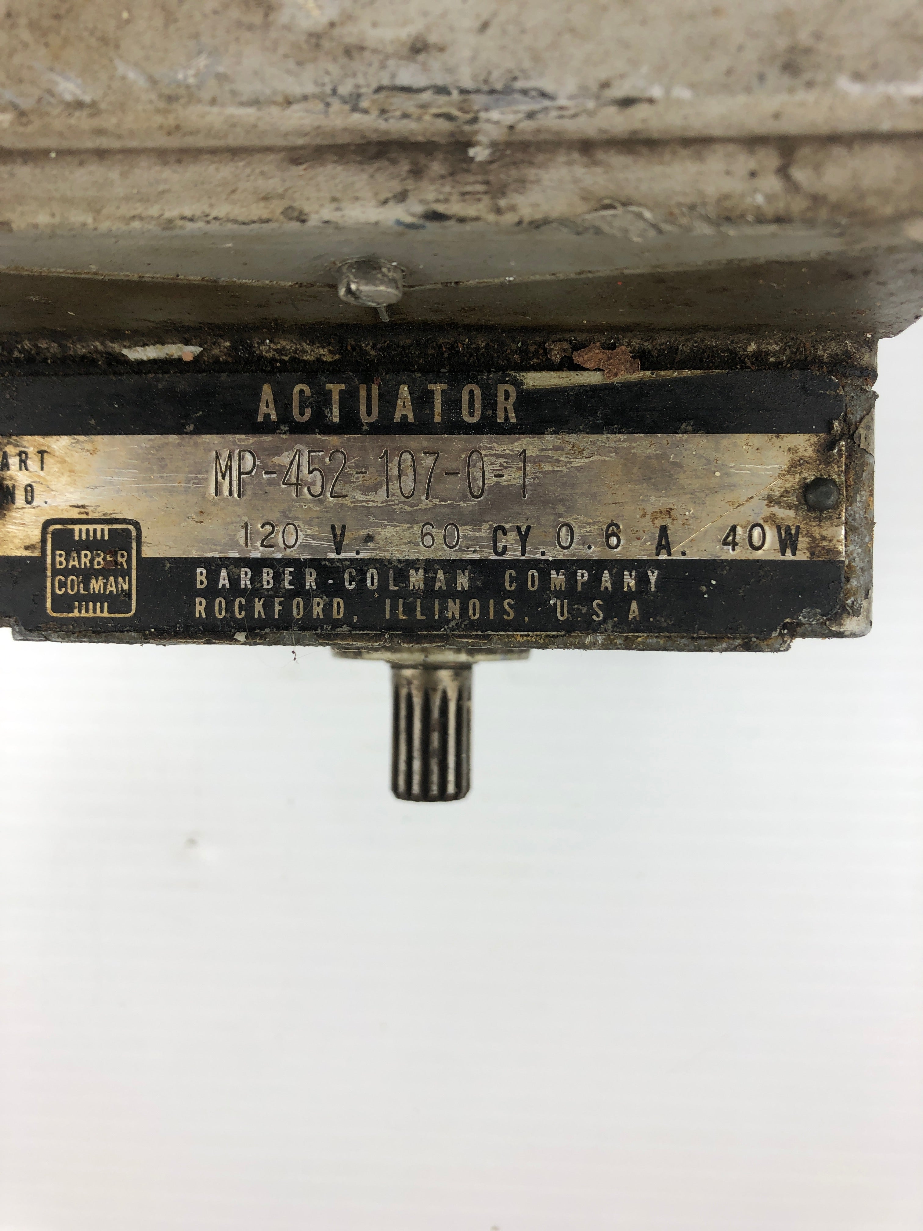 Barber Colman Actuator MP-452-107 120V 60 Cycle 0.6A 40W MP-452-107-0-1