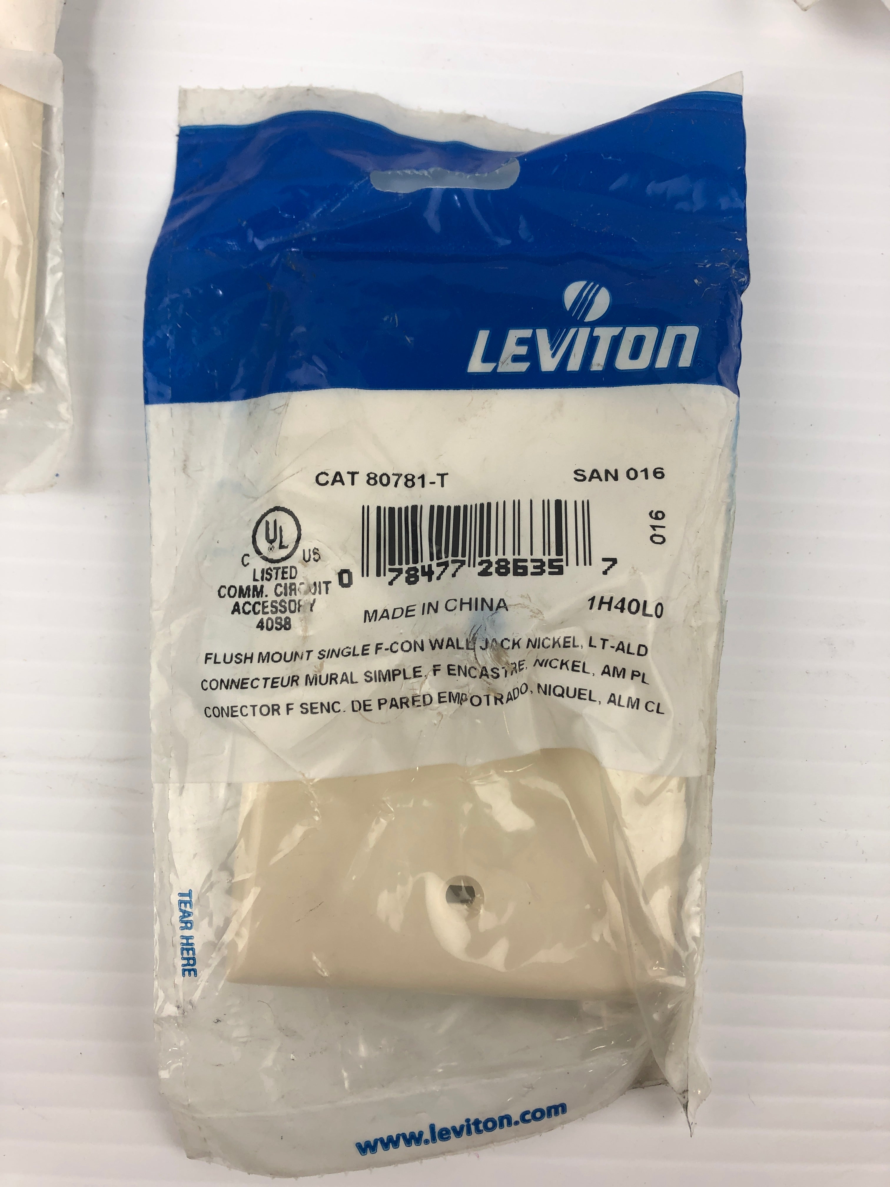Leviton 80781-T Flush Mount Single F-Con Wall Jack - Almond - Lot of 5