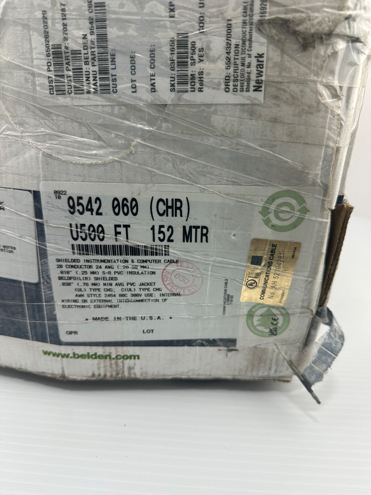 Belkin 9542 060 Shielded Instrumentation Computer Wire 500 ft. 20 Cond 24 AWG