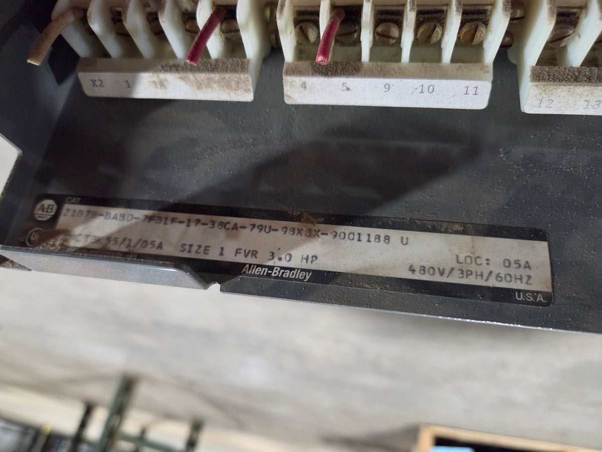 Allen-Bradley 2107B MCC Bucket Size 1 FVR 3.0HP 15A Breaker 480V 3PH - No Door