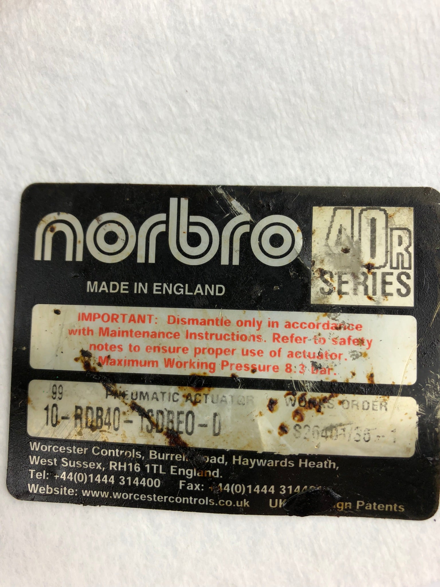 Norbro 10-RDB40-1SDBE0-D Pneumatic Actuator