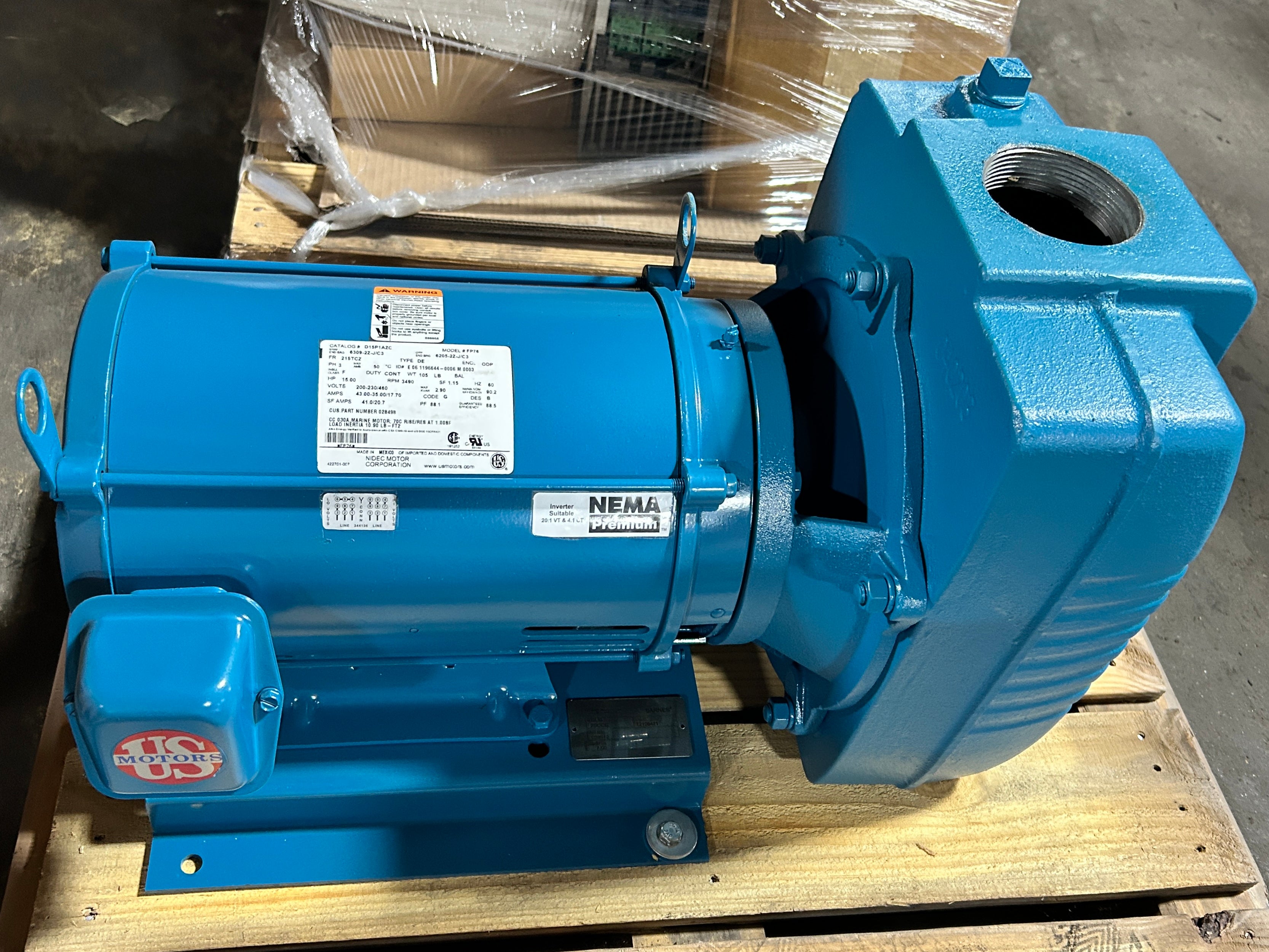 Crane Barnes 25CCE 15HP Centrifugal Pump US Motors 200-230/460V 3PH