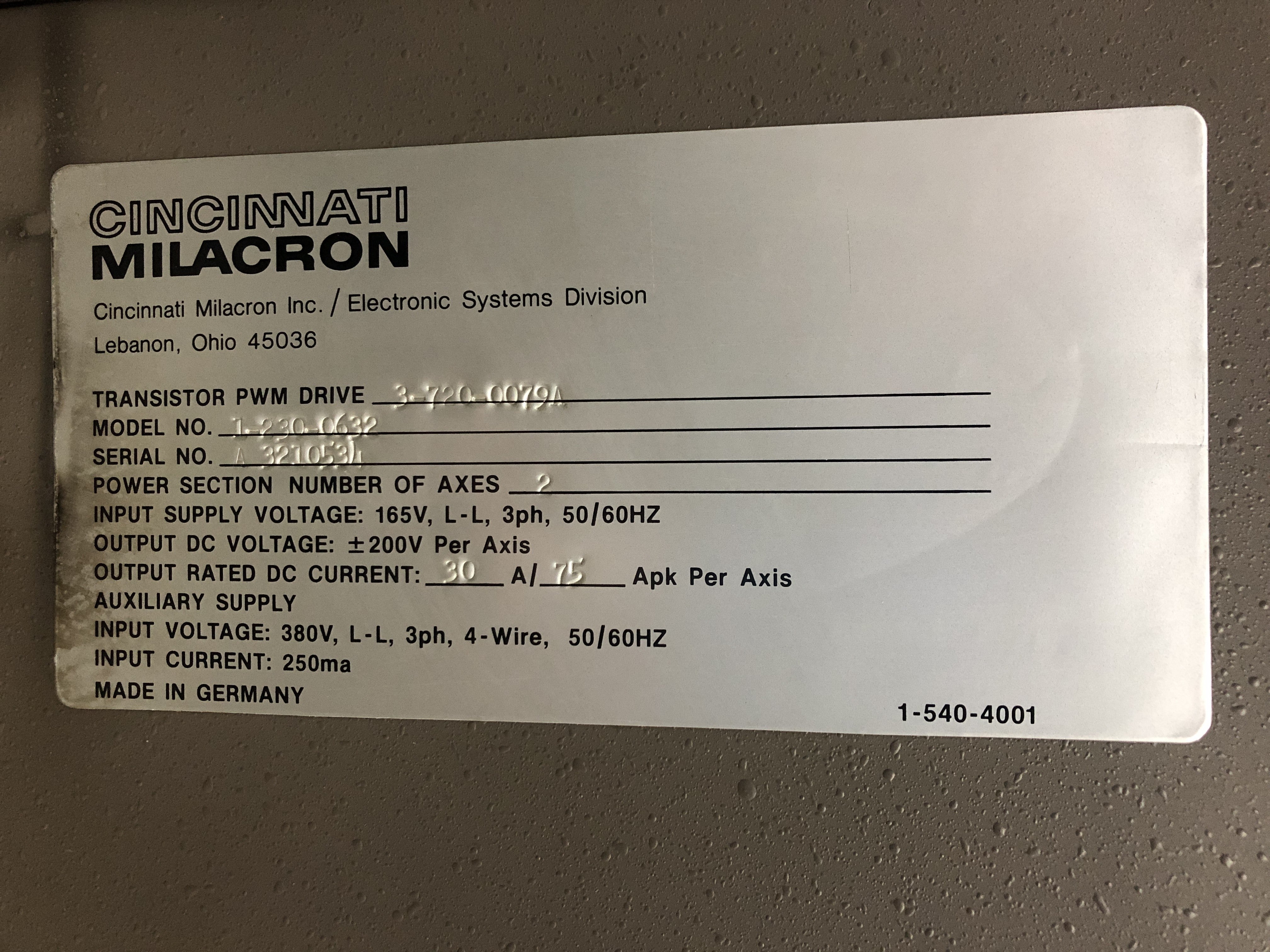 Siemens 6RB-2030-2FA00 Simoreg Transistor PWM Drive Cinci Milacron 1-230-0632