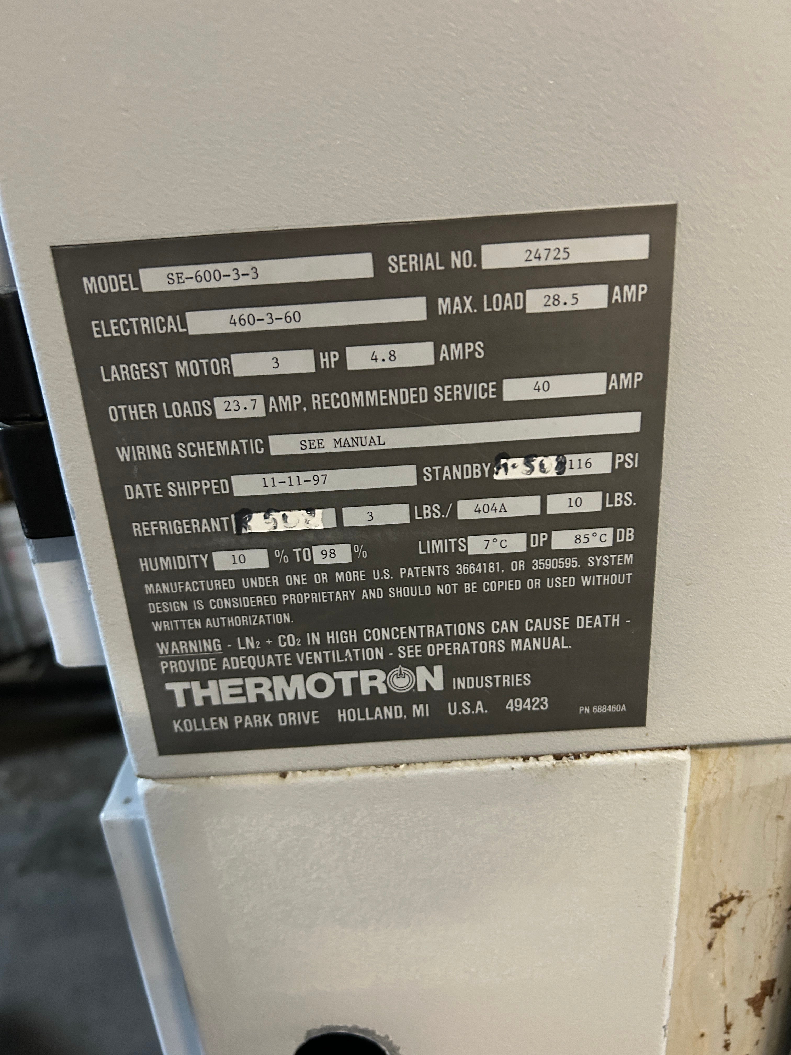 Thermotron SE-600-3-3 Environmental Temperature Test Chamber