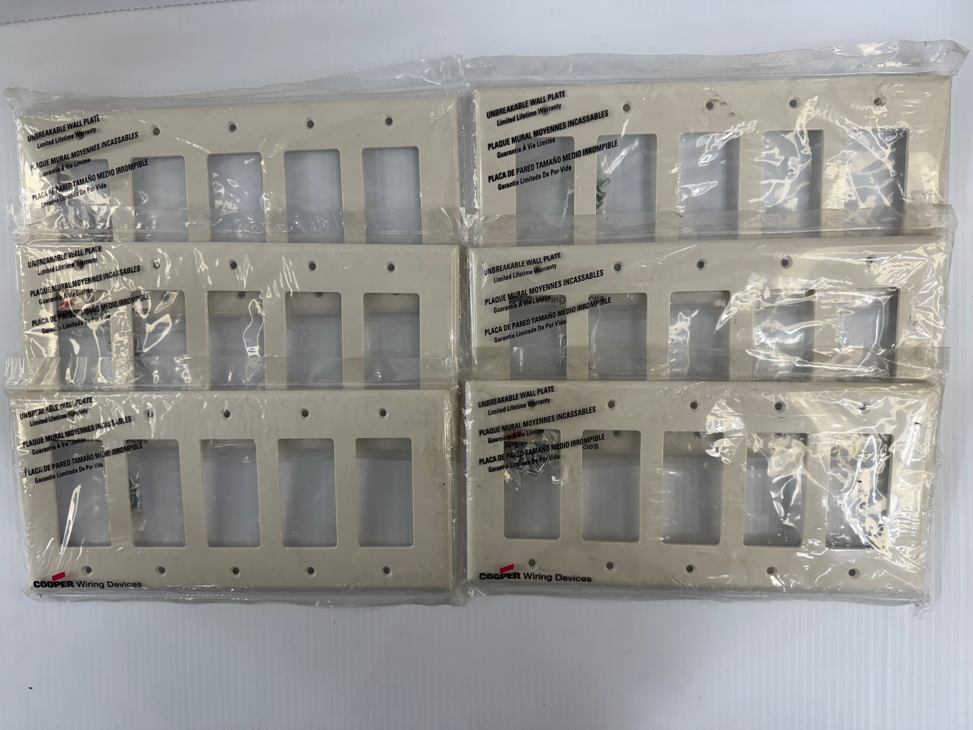 Cooper Wiring 5-Gang Toggle Wallplate PJ265LA Lot of 3