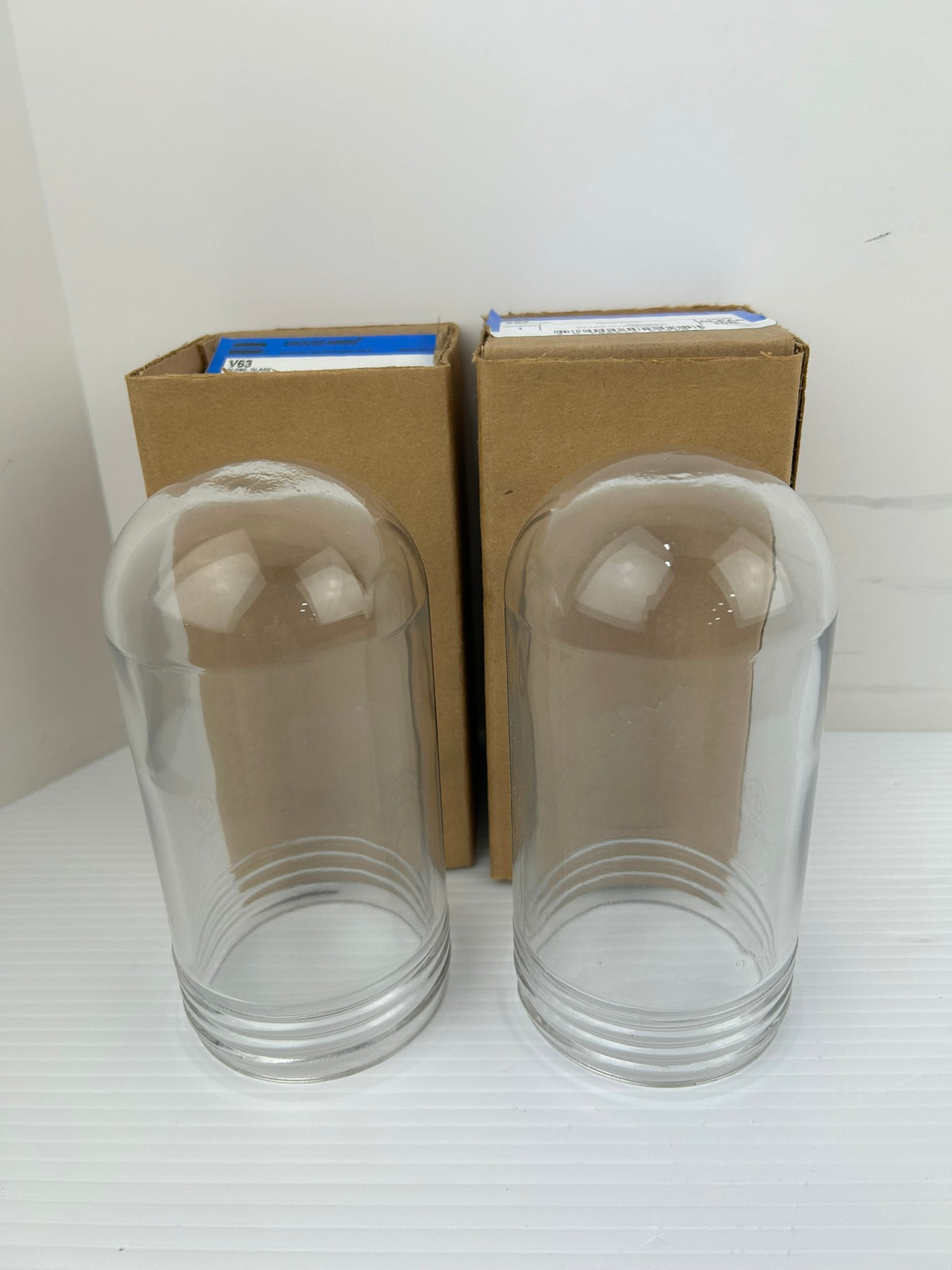 Crouse Hinds V63 Clear Glass Globe Fixture Fitting 6-3/4" H x 3.25" OD Lot of 2