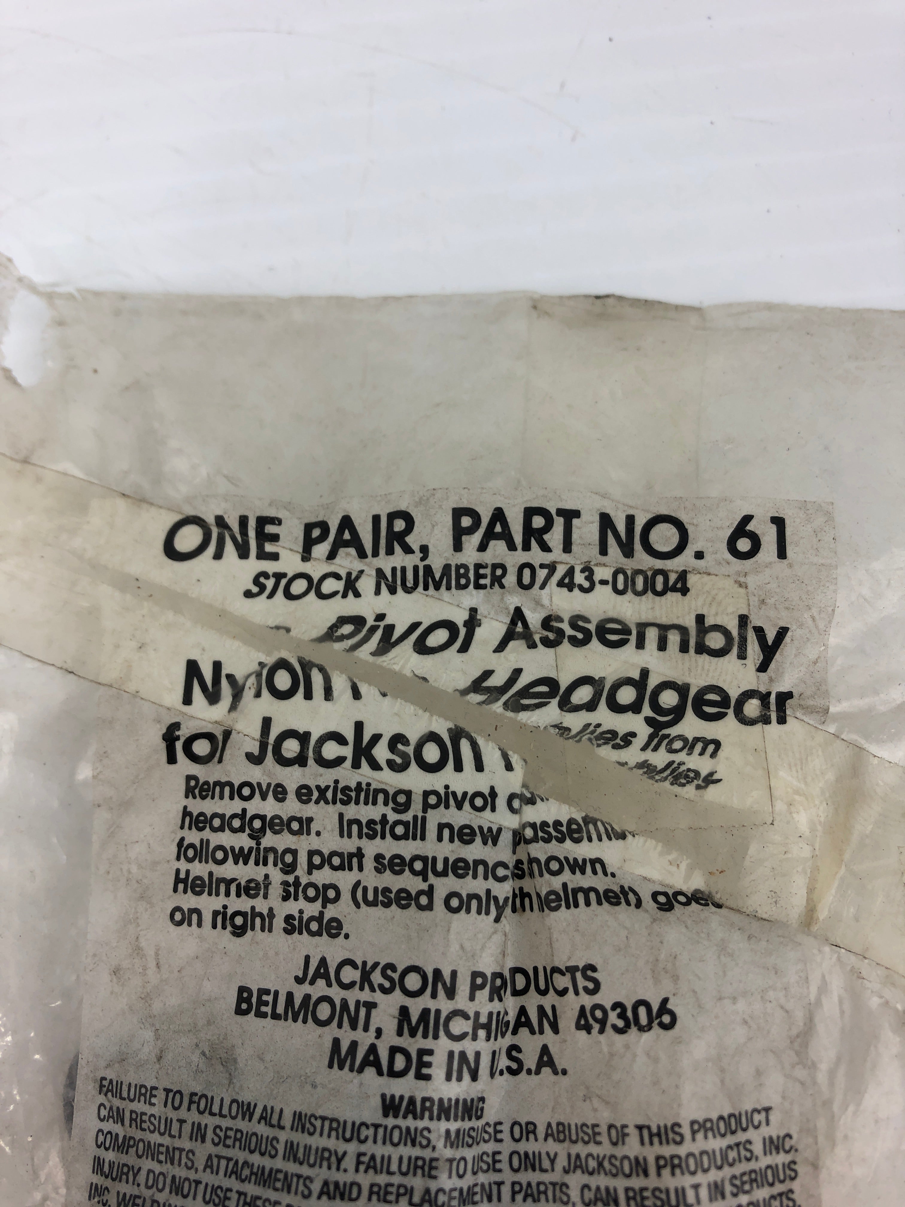 Jackson 61 Nylon Pivot Assembly for Jackson Headgear 0743-0004 JP-805-B Black