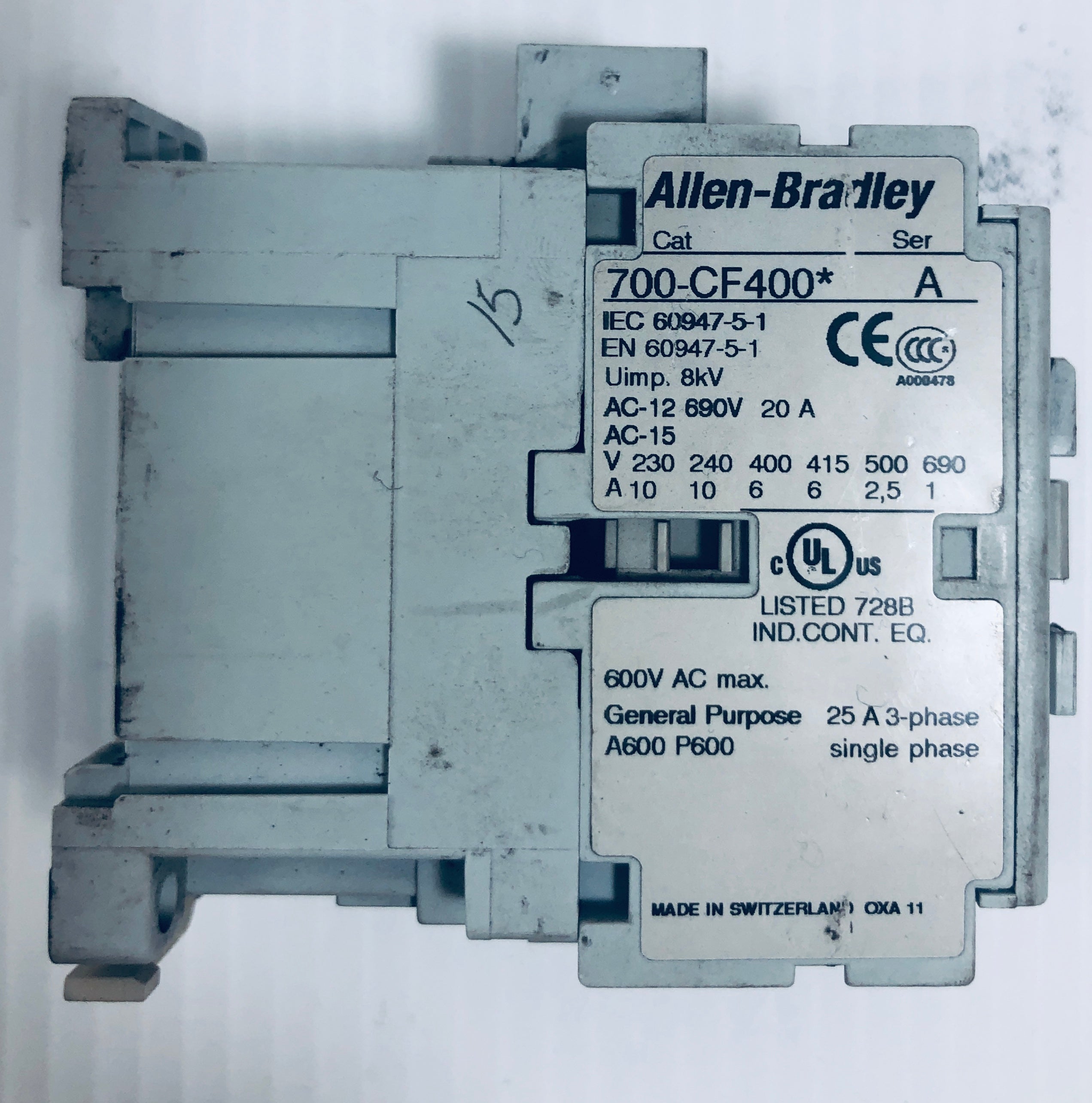 Allen-Bradley Contactor 700-CF400* Series A 600 VAC Max