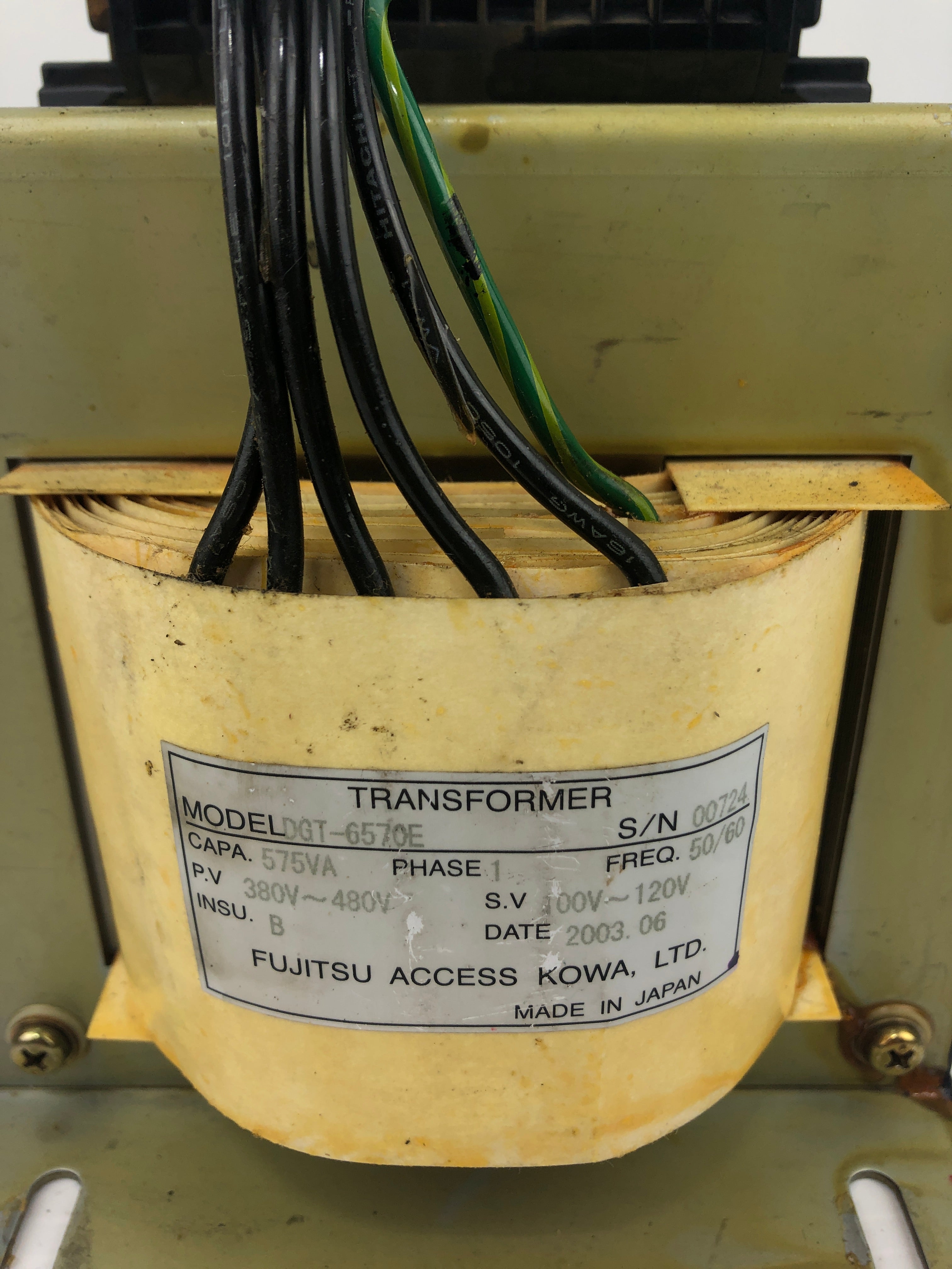 Fujitsu DGT-6570E Transformer P.V- 380-480V S.V- 100-120V 575VA 50/60Hz 1PH