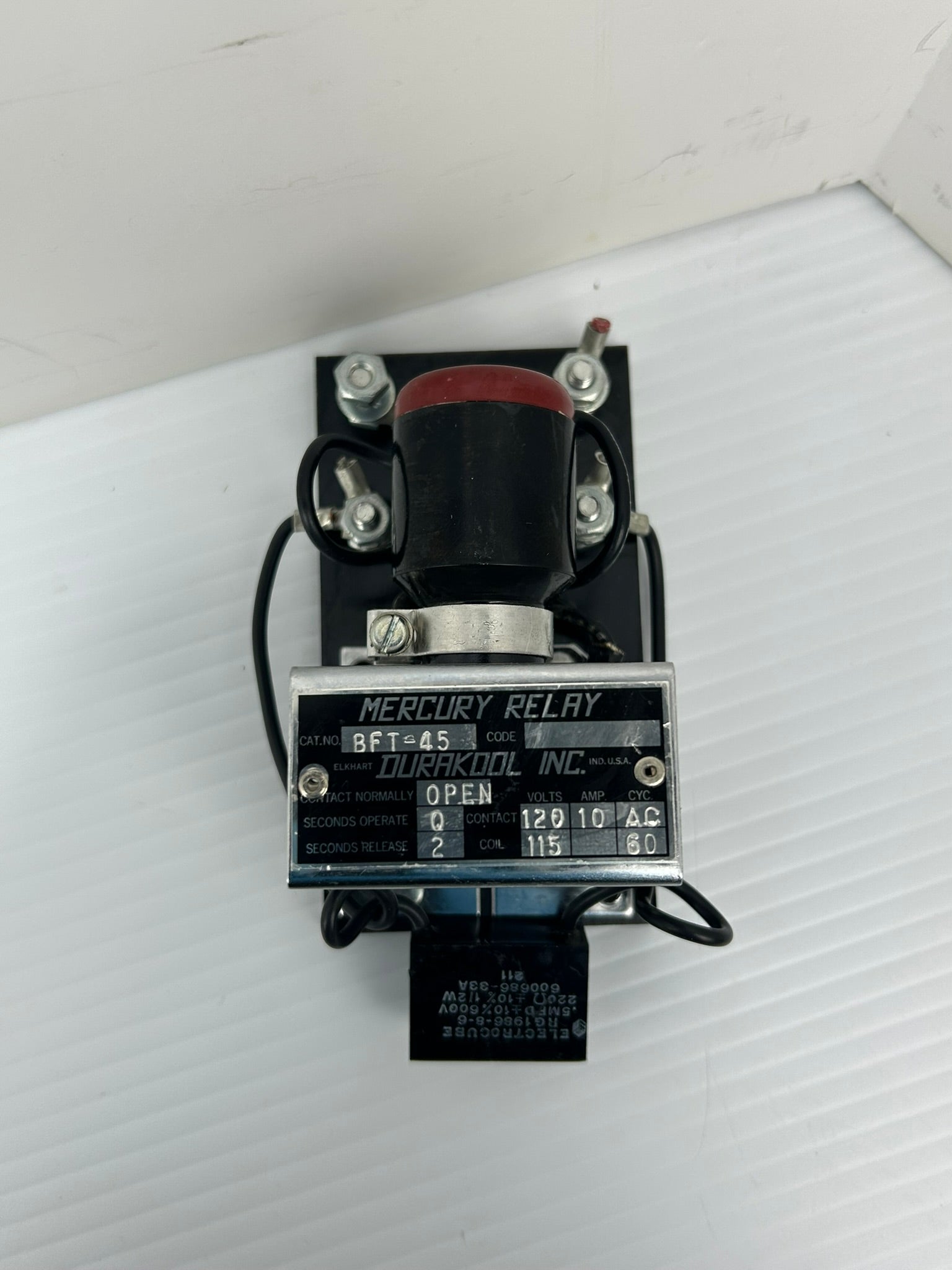 Durakool BFT-45 Mercury Relay 120V 10A with Electrocube RG1986-8-6 Capacitor