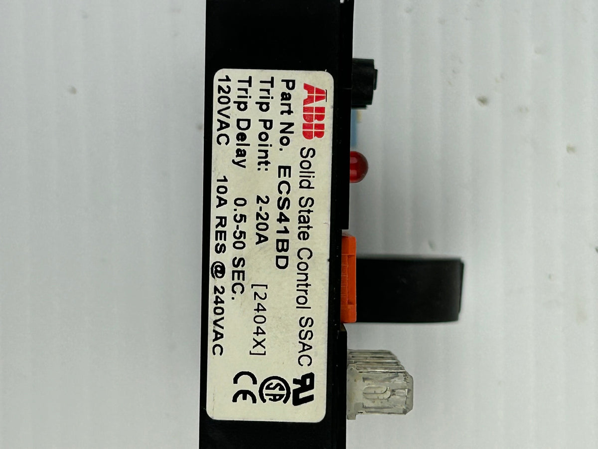 ABB SSAC ECS41BD Solid State Control AC Current Sensor Relay 2-20A 0.5-50 Sec