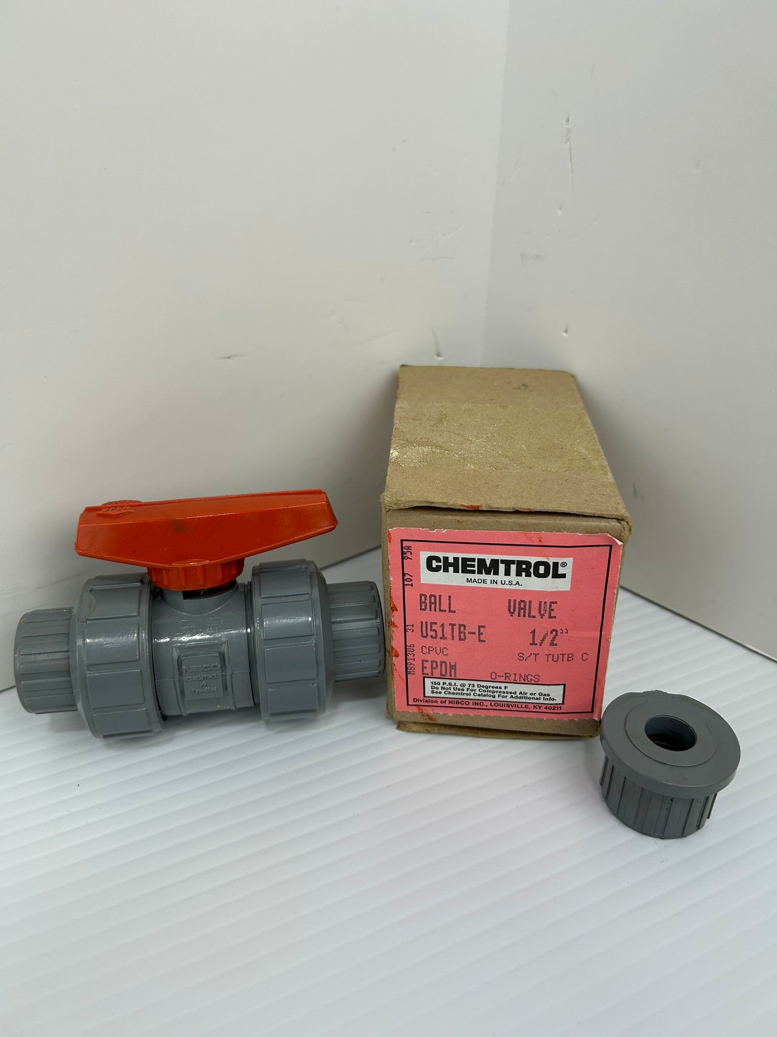 Nibco Chemtrol U51TB-E Ball Valve 150PSI 1/2" PVC