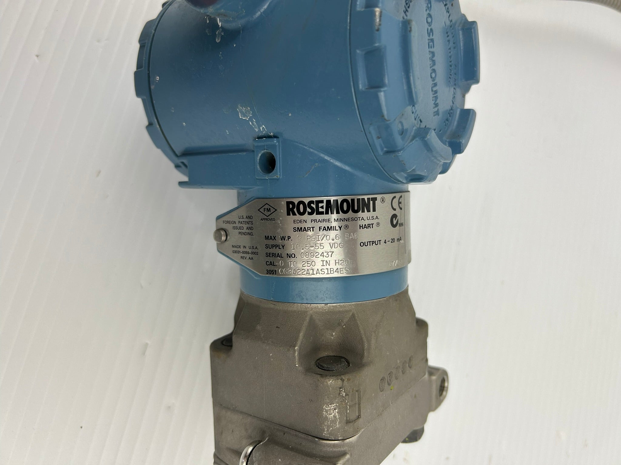 Rosemount 3051CG2A22A1AS1B4E5 Pressure Transmitter Sensor A19T4.9758