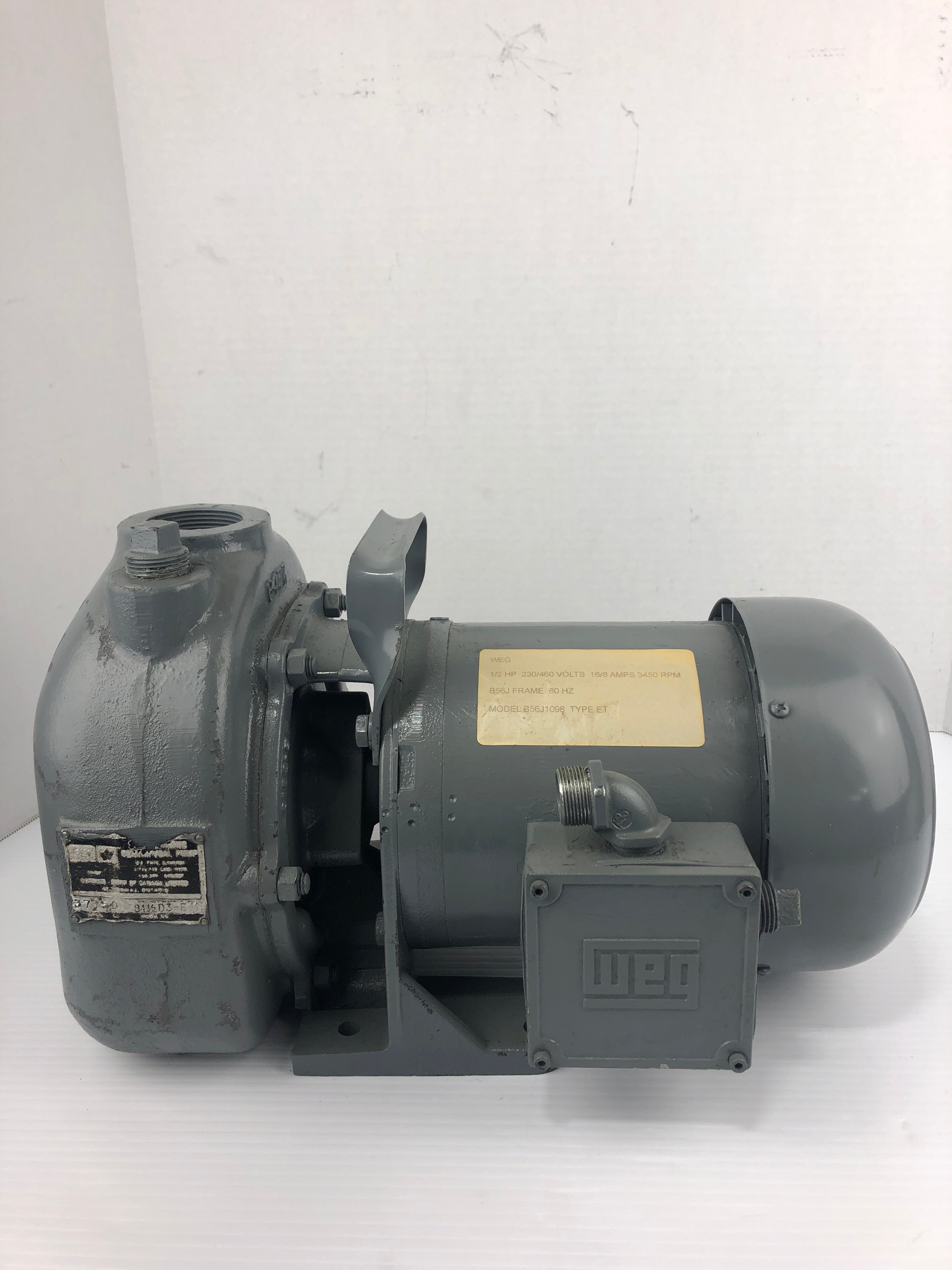 Gorman Rupp Pump 37750 81-1/2 D3-E1/2 with WEG Motor 1/2 HP 3450 RPM ET B56J1098