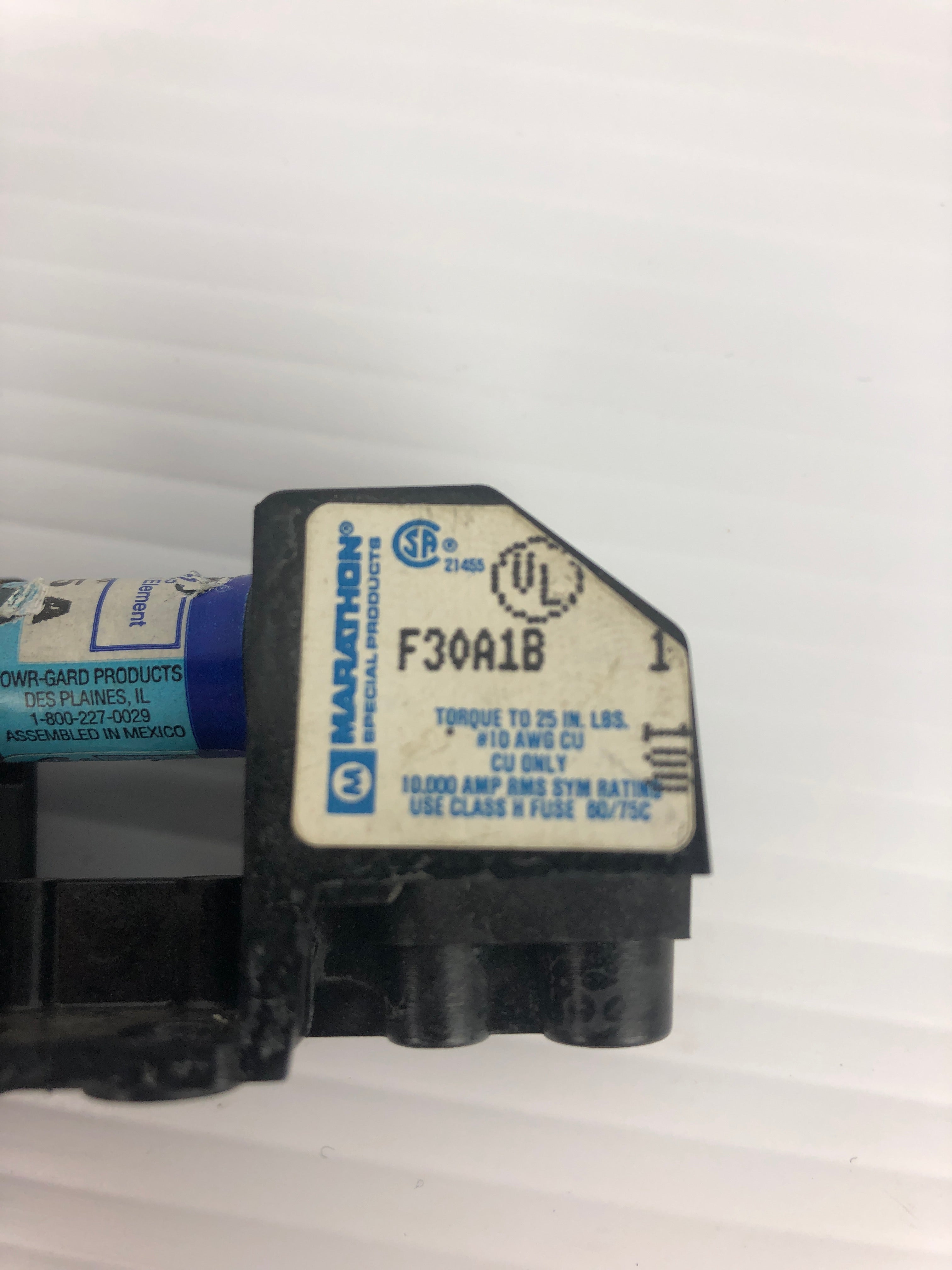 Marathon F30A1B Fuse Holder with Littelfuse FLNR5 Fuse 250VAC 5A