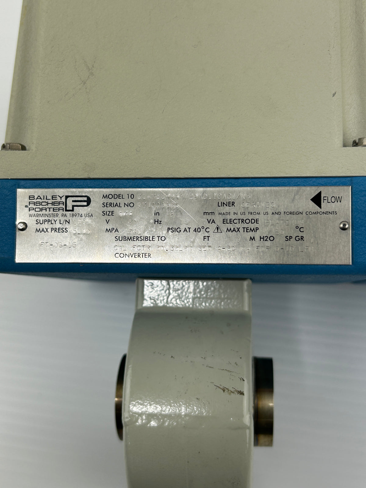ABB Bailey Fischer & Porter 10D1476CH04PM29AD11CAC1/NS Flow Meter 1/4" 15VA