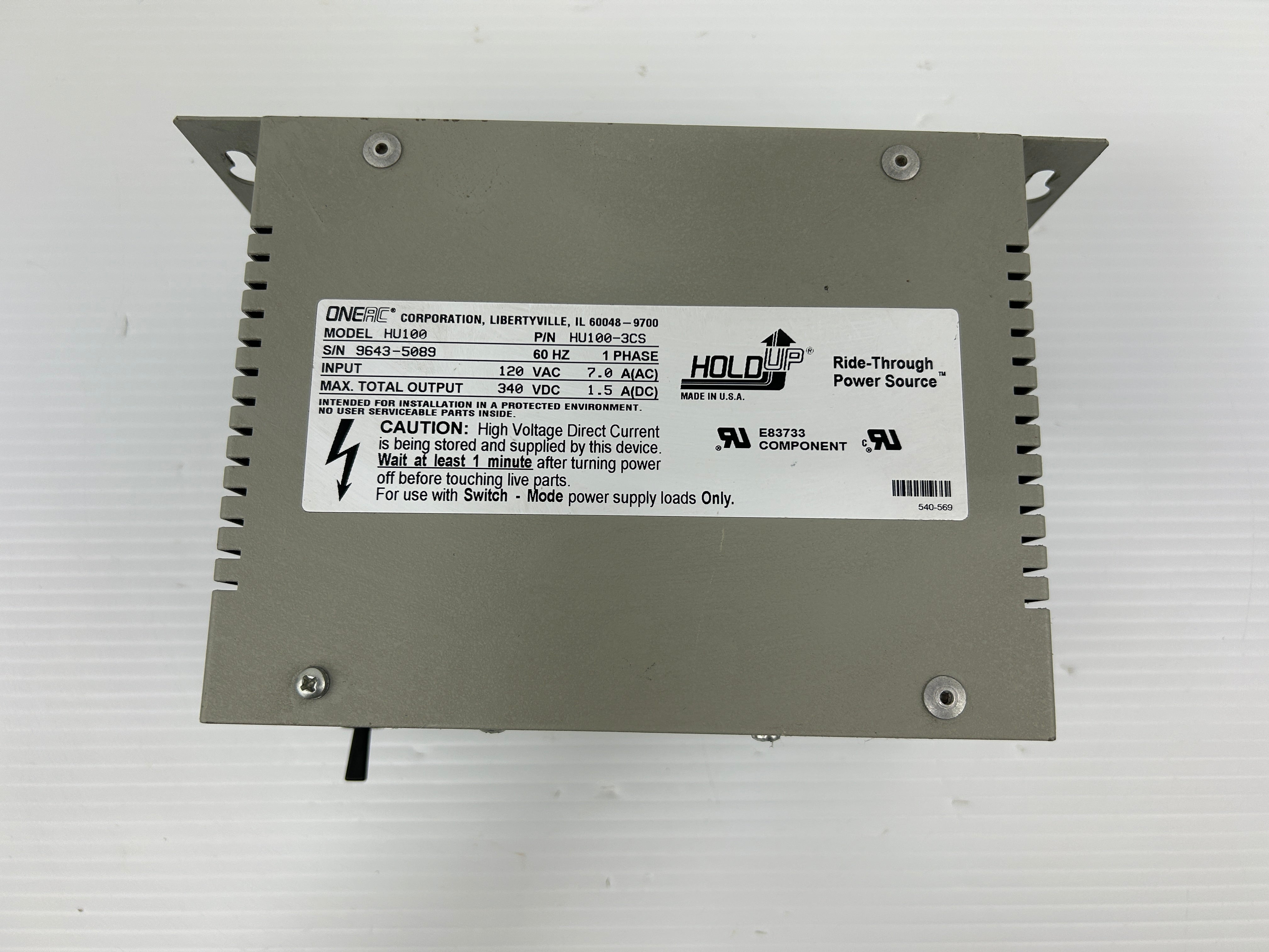 OneAC HU100 Ride-Through Power Source Power Supply Hold Up HU100-3CS