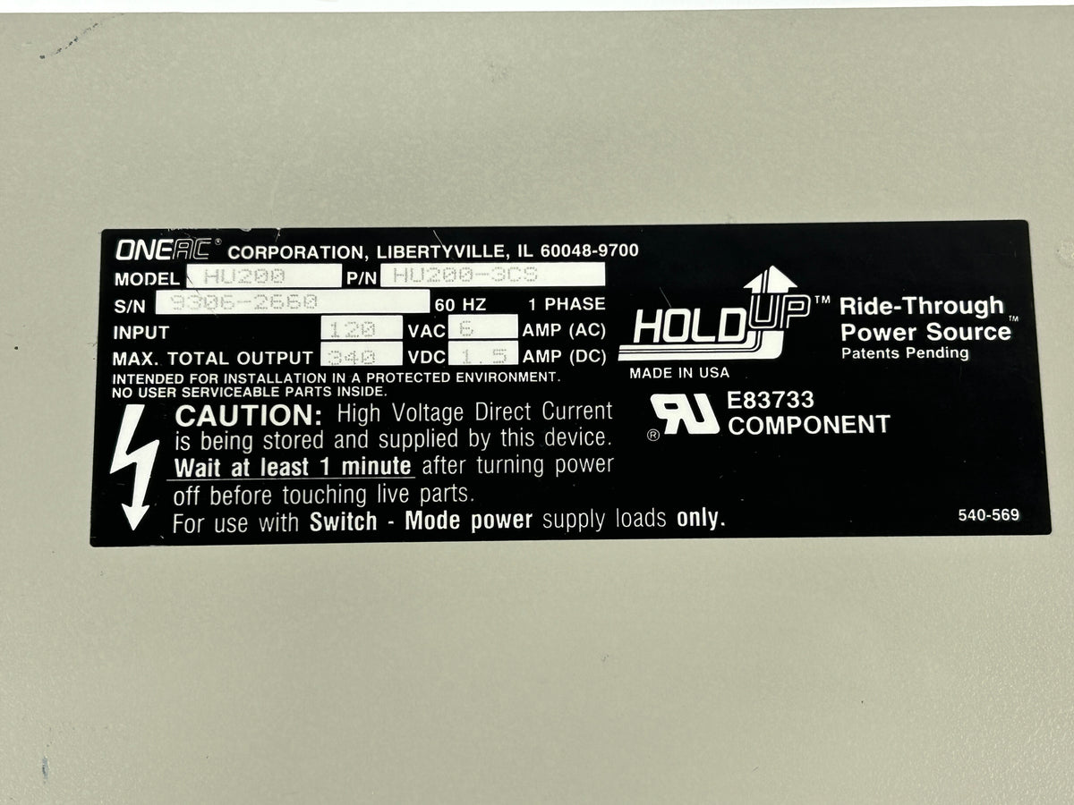 OneAC HU200 Ride-Through Power Source Power Supply Hold Up HU200-3CS