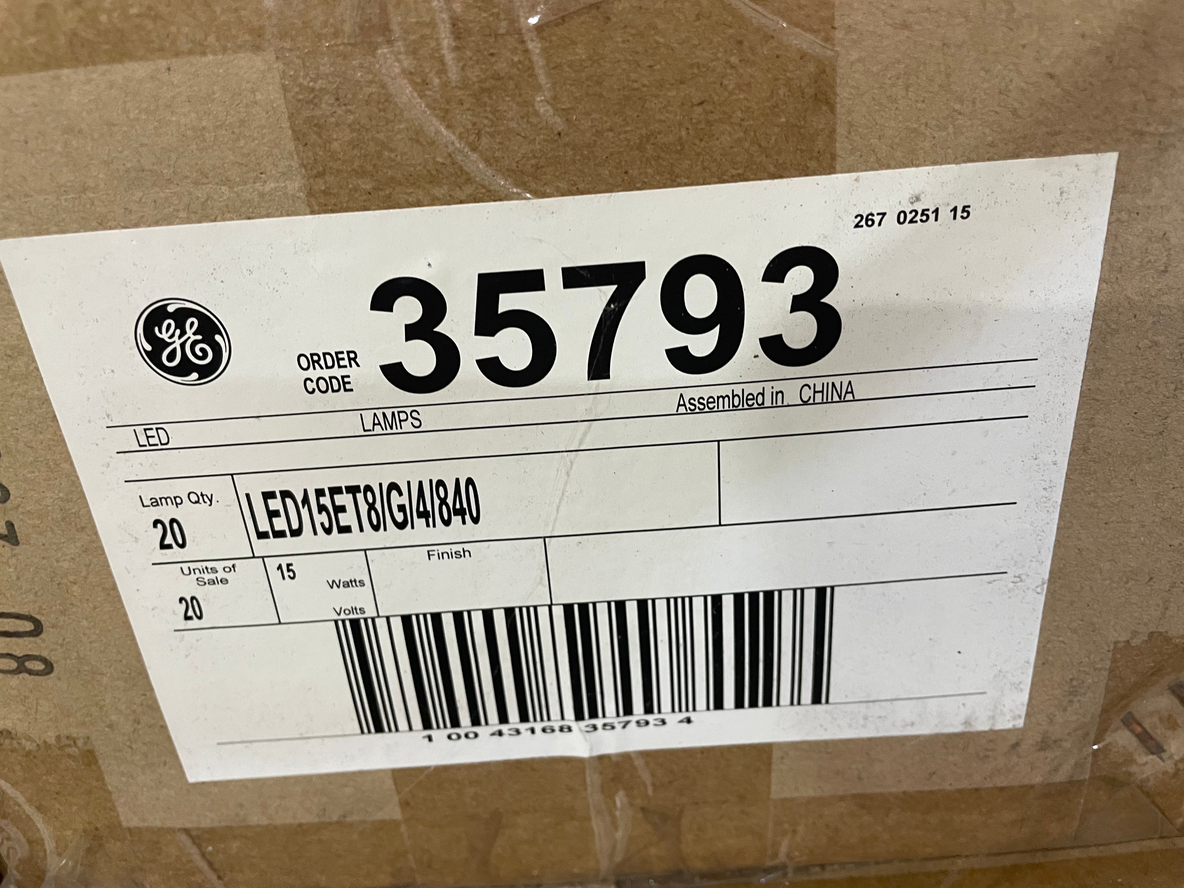 GE LED15ET8/G/4/840 LED Lamps Light Bulbs 35793 15 Watt - Box of 20