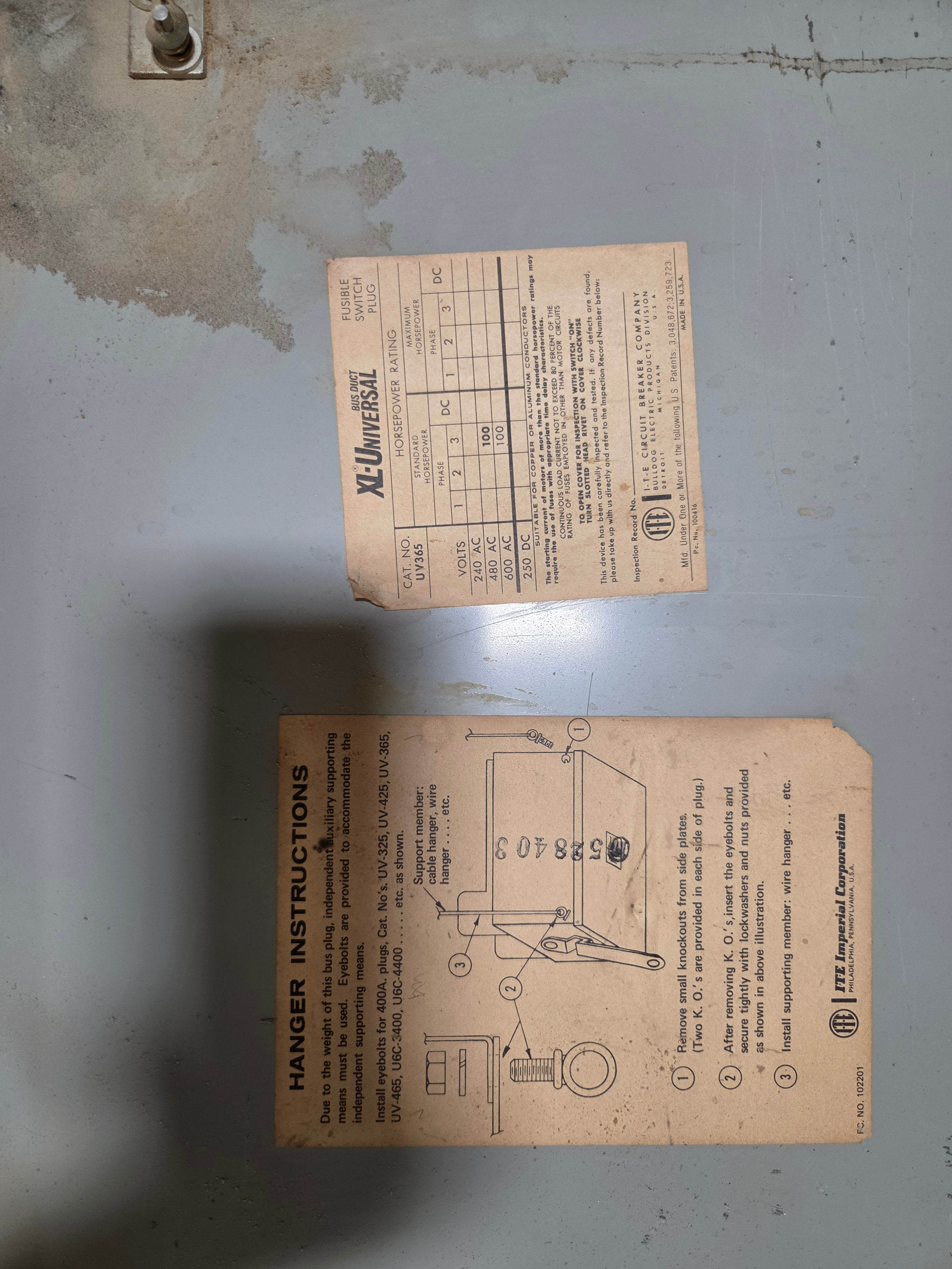 ITE UV365 XL-Universal Bus Plug Fusible Safety Switch 400A 600V Busway 3 Phase