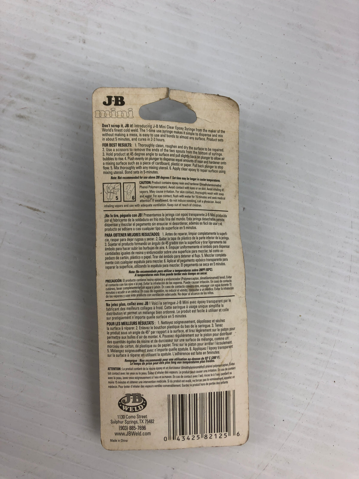 J-B Mini 8212-S Clear Epoxy Syringe