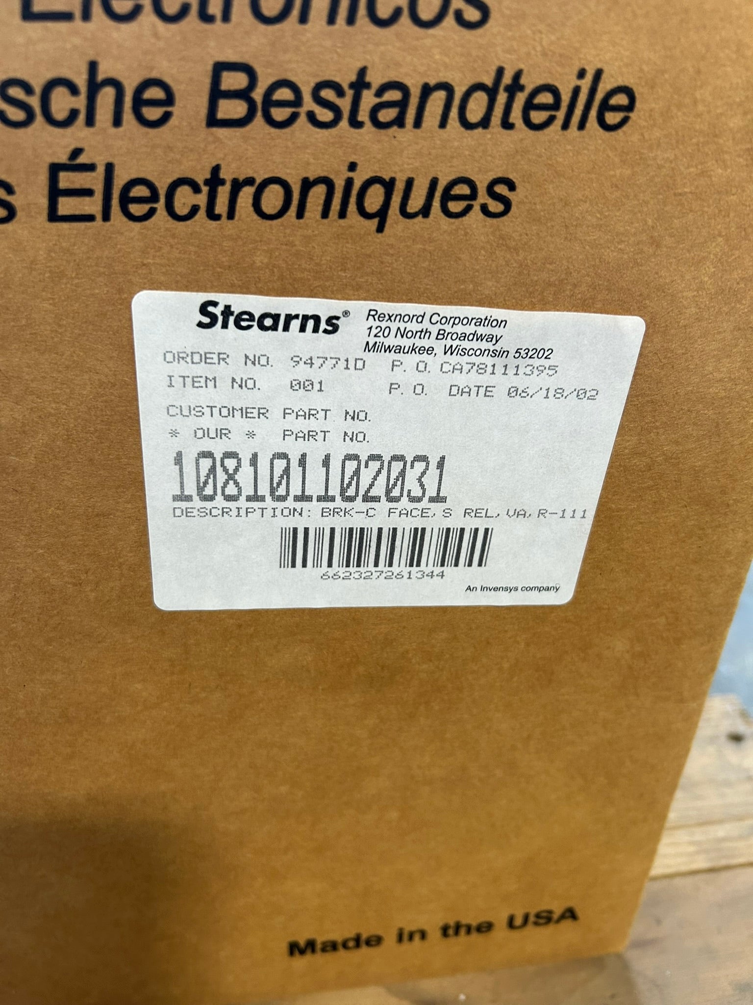 Stearns 108101102031 Self Adjust Brake 95/115 Volts 50/60 Hz 125 Lb.-Ft. Rexnord