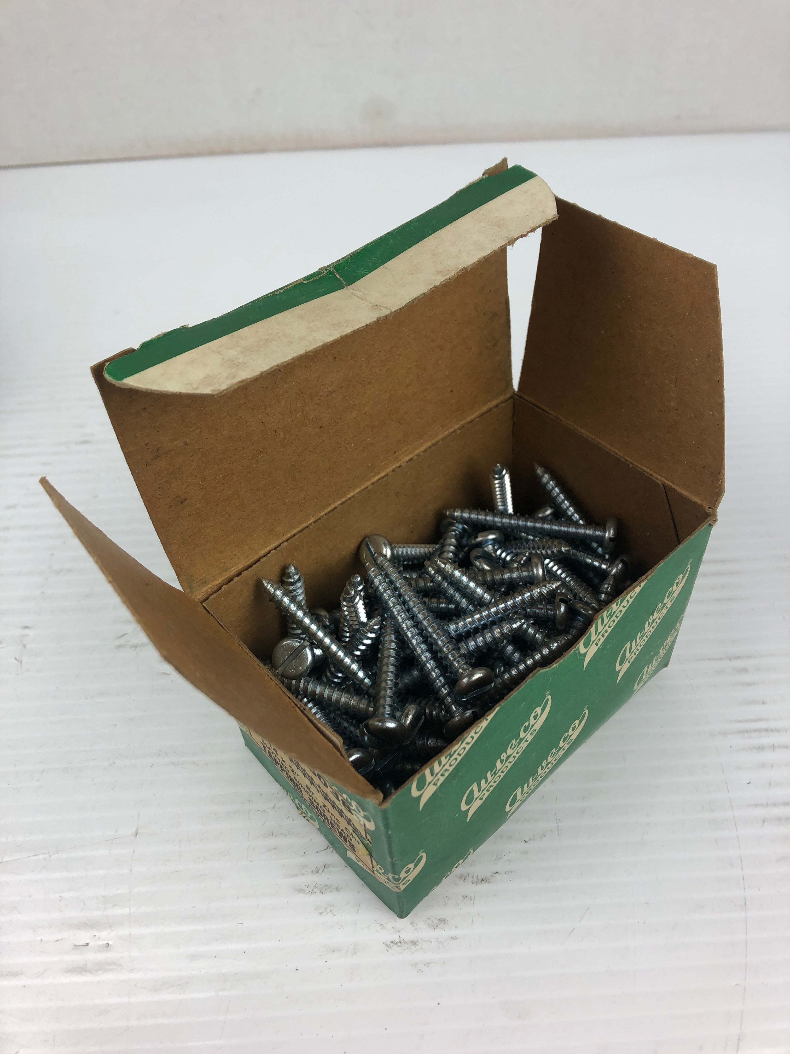 AU-VE-CO 3038 14 x 2" Br. Zinc Slotted Binding Head Tapping Screw - Lot of 100