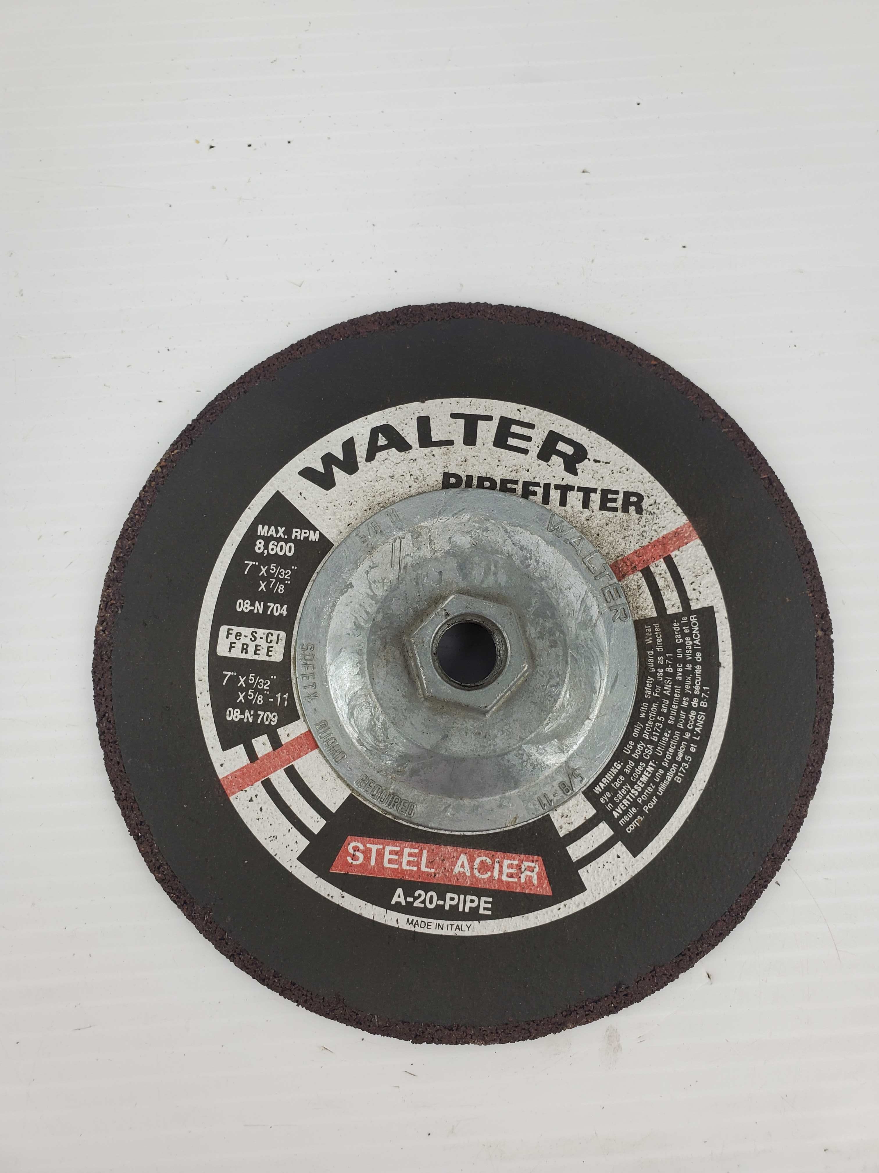 Walter A-20-PIPE Steel Acier PipeFitter Grinding Wheel 7 x 5/32 x 7/8" 8,600 RPM