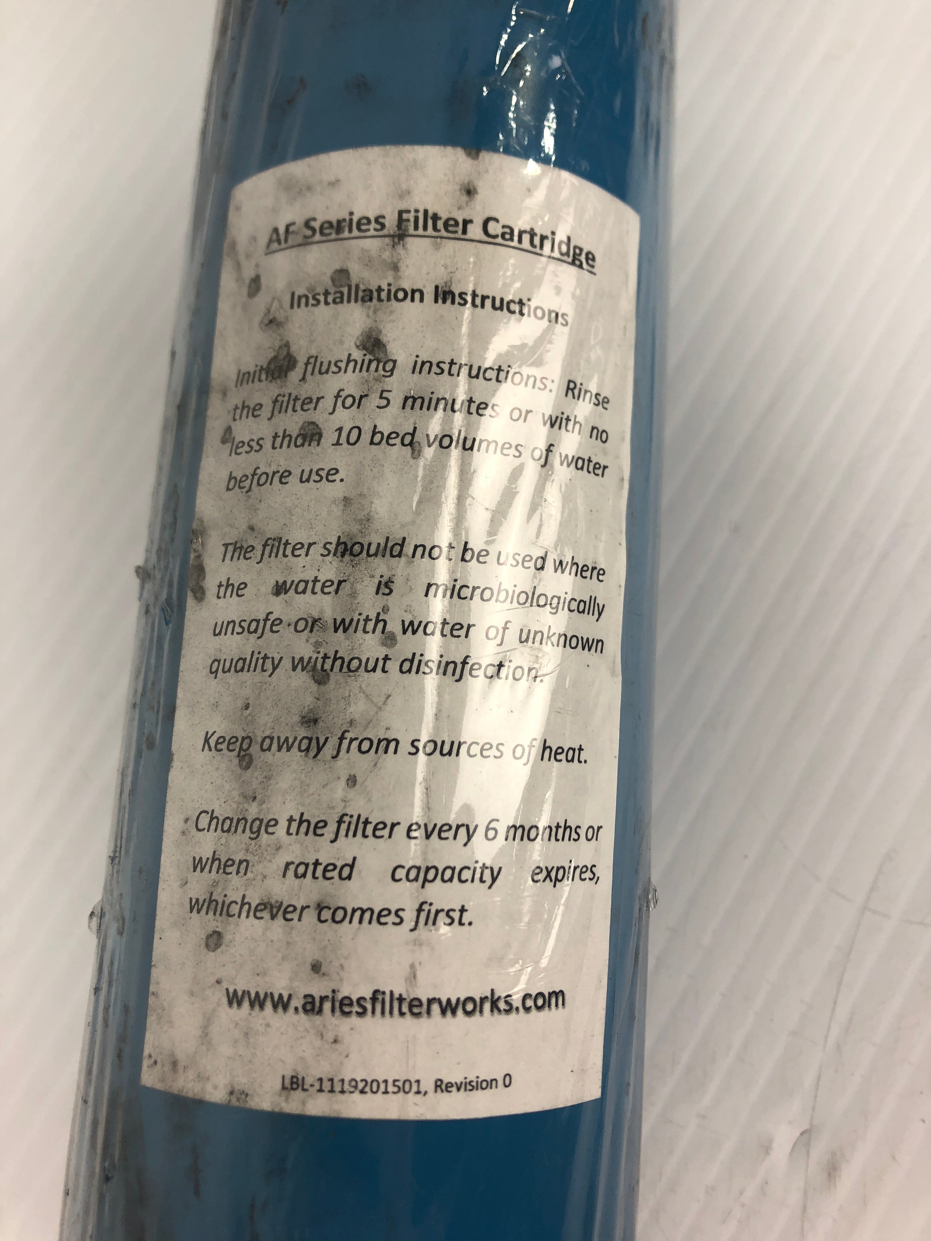 Aries LBL-1119201501 AF Series Filter Cartridge Rev 0 WCA0520 20" x 3"