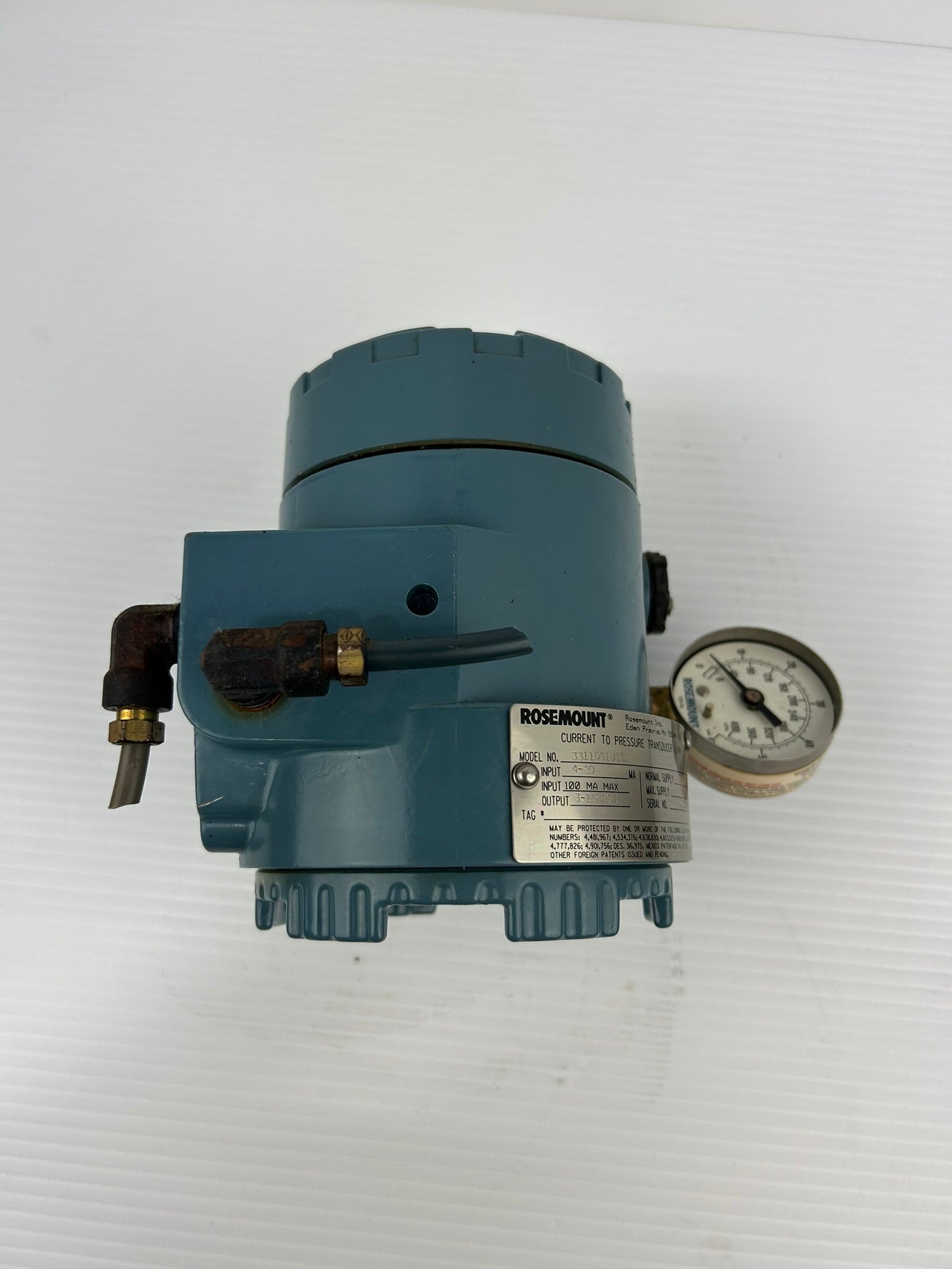 Rosemount 3311DS1J1B1 Pressure Transducer with Pressure Side Gauge 0-60 PSI