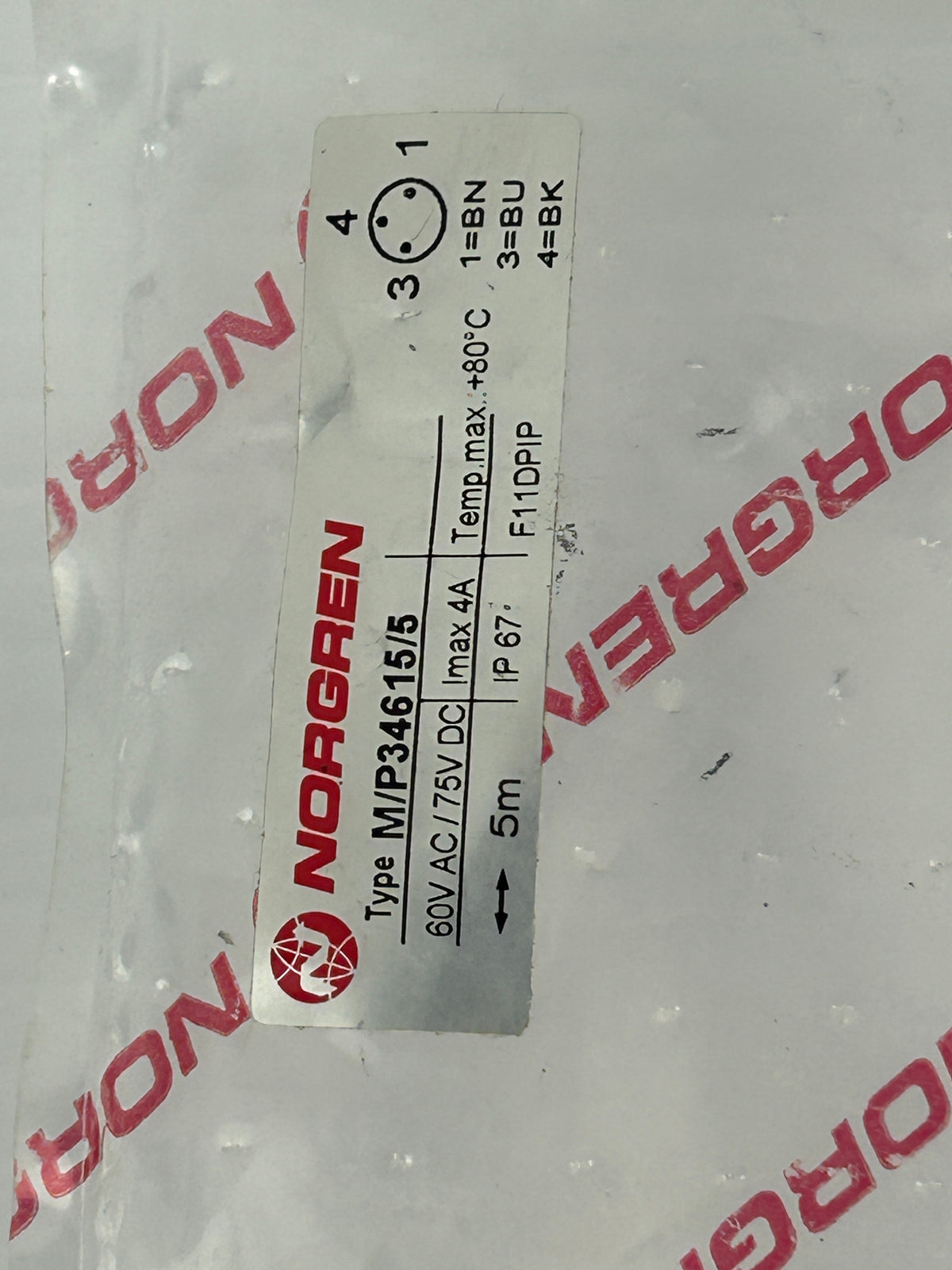 Norgren M/P34615/5 Magnetic Switch Cable Assembly for Cylinder 5m 90 Degree