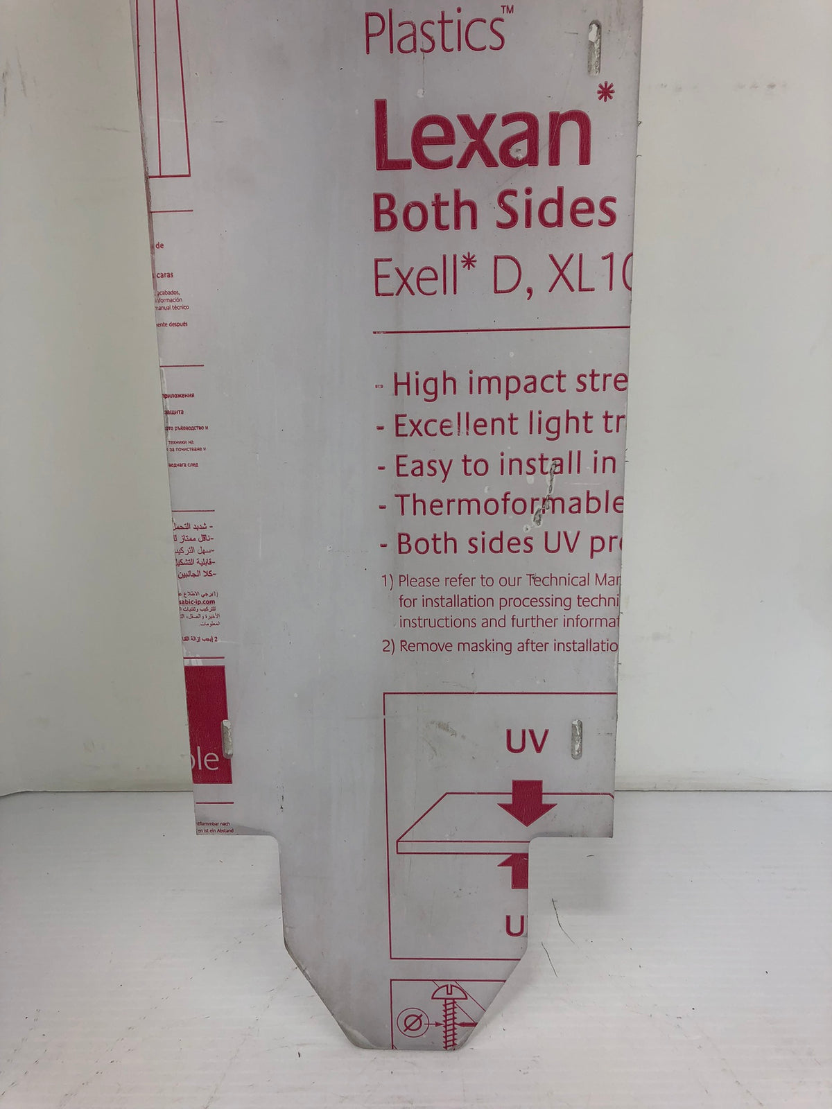 Sabic Innovative Plastics Lexan Polycarbonate Sheet 36-1/2" x 8" x 1/8"