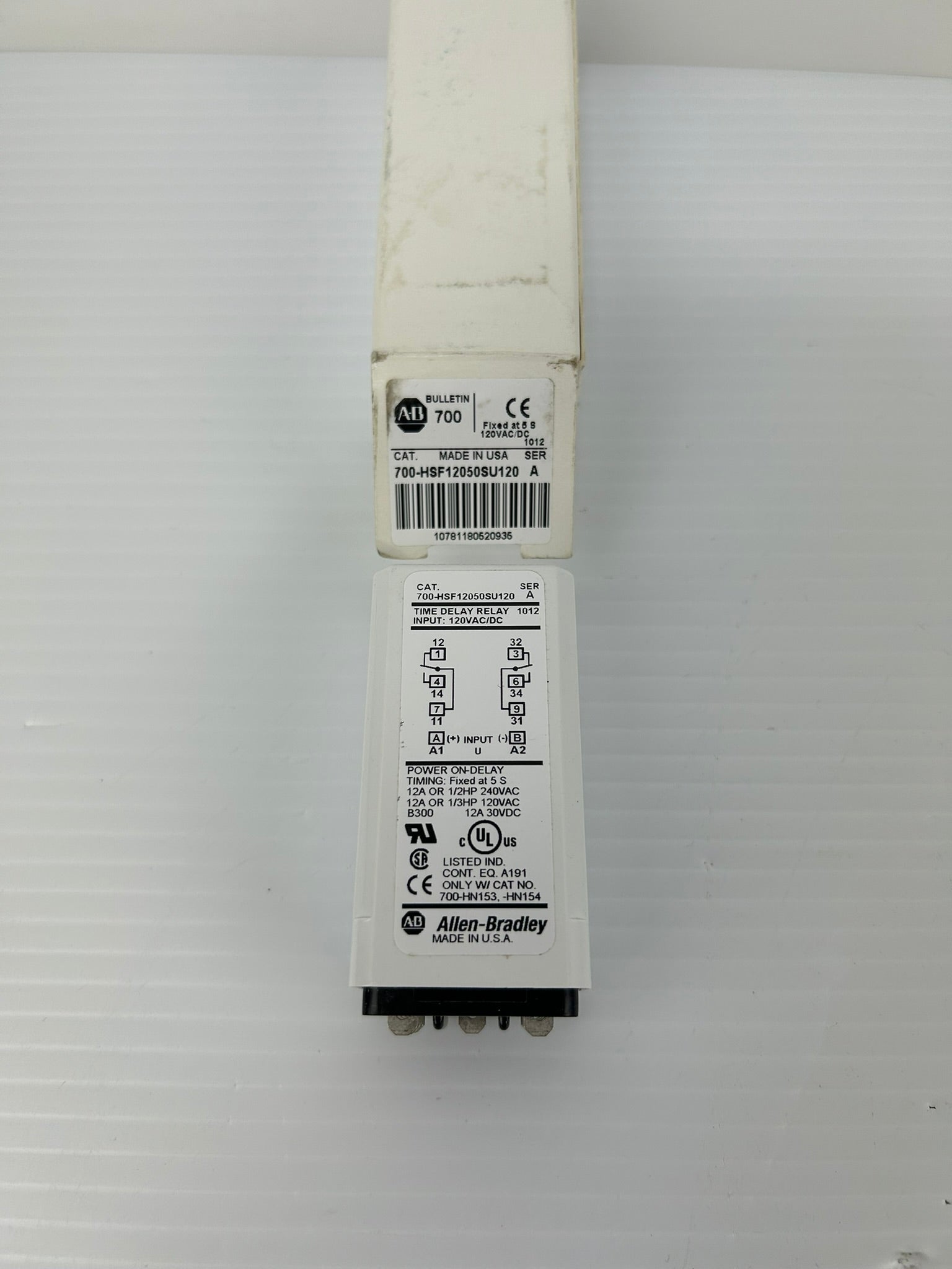 Allen-Bradley 700-HSF12050SU120 Time Delay Relay Ser A 120VAC 12A 1/3HP