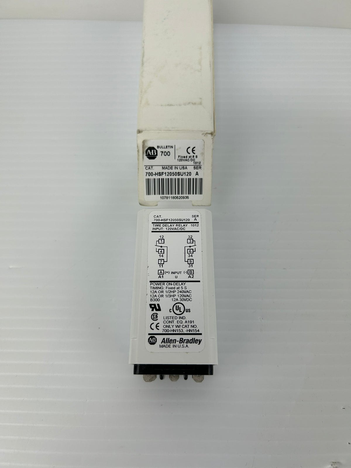 Allen-Bradley 700-HSF12050SU120 Time Delay Relay Ser A 120VAC 12A 1/3HP US Ship