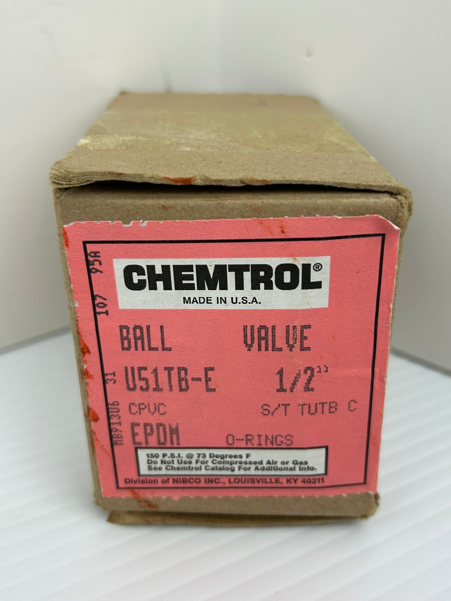 Nibco Chemtrol U51TB-E Ball Valve 150PSI 1/2" PVC