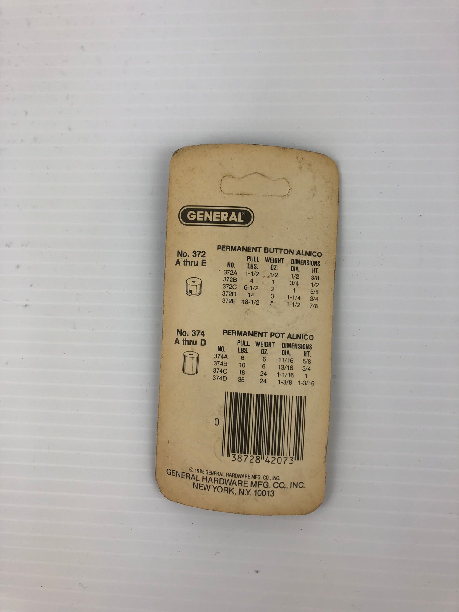 General Hardware Mfg. Co., Inc. 372A Permanent Button Alnico Magnet