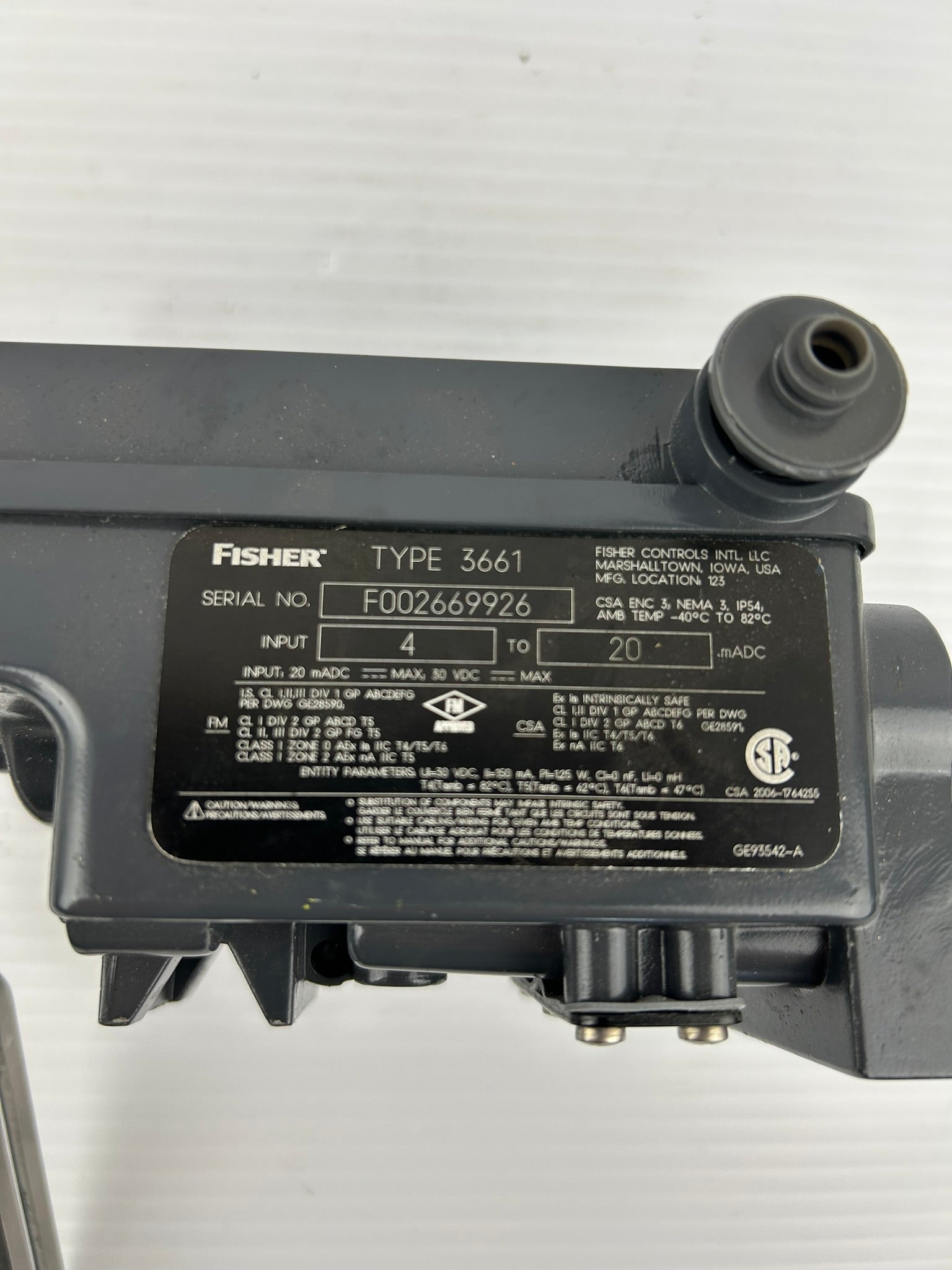 Fisher 3661 Valve Positioner Series 3660 4 to 20 mADC