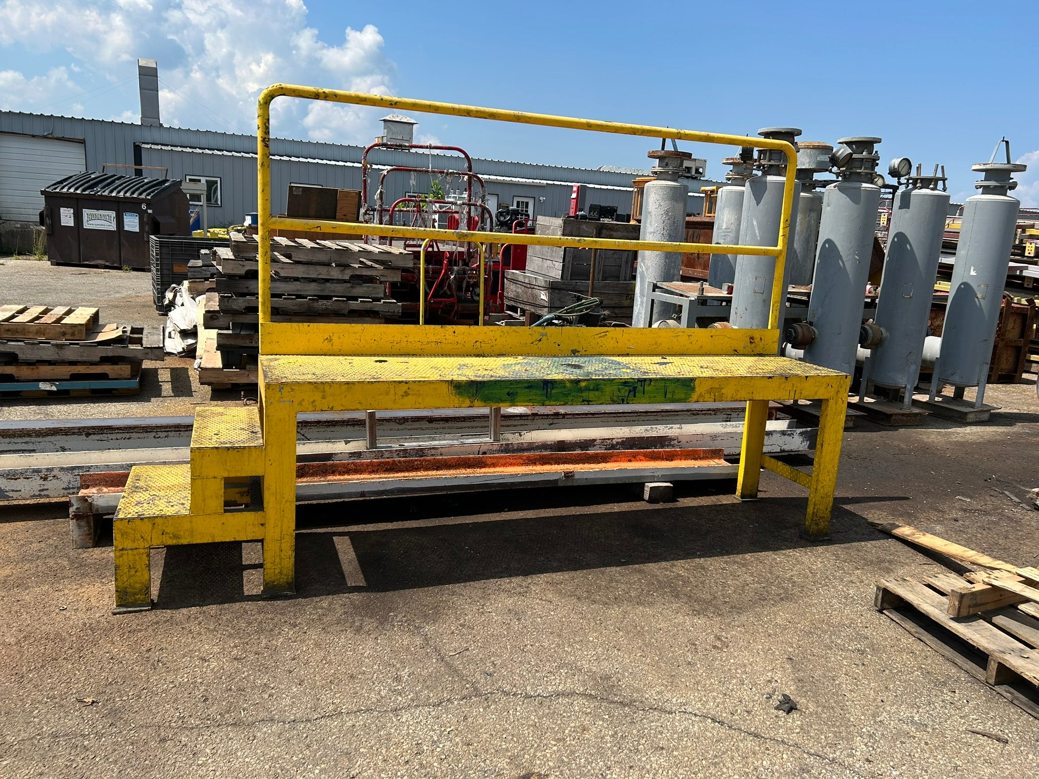 Yellow Steel 3 Step Safety Platform Walkover with Railing