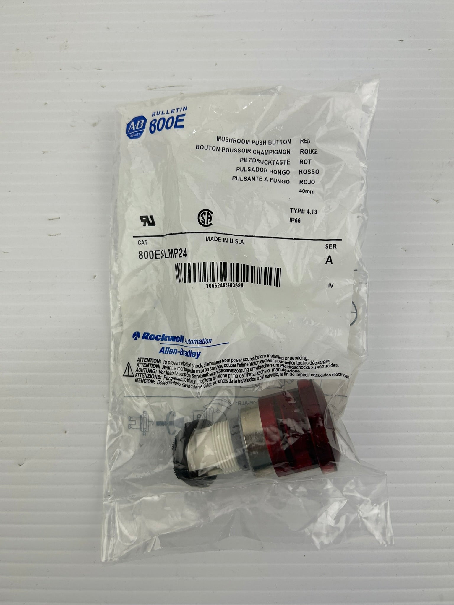 Allen Bradley 800ES-LMP24 Red Push Button Series A - Lot of 2