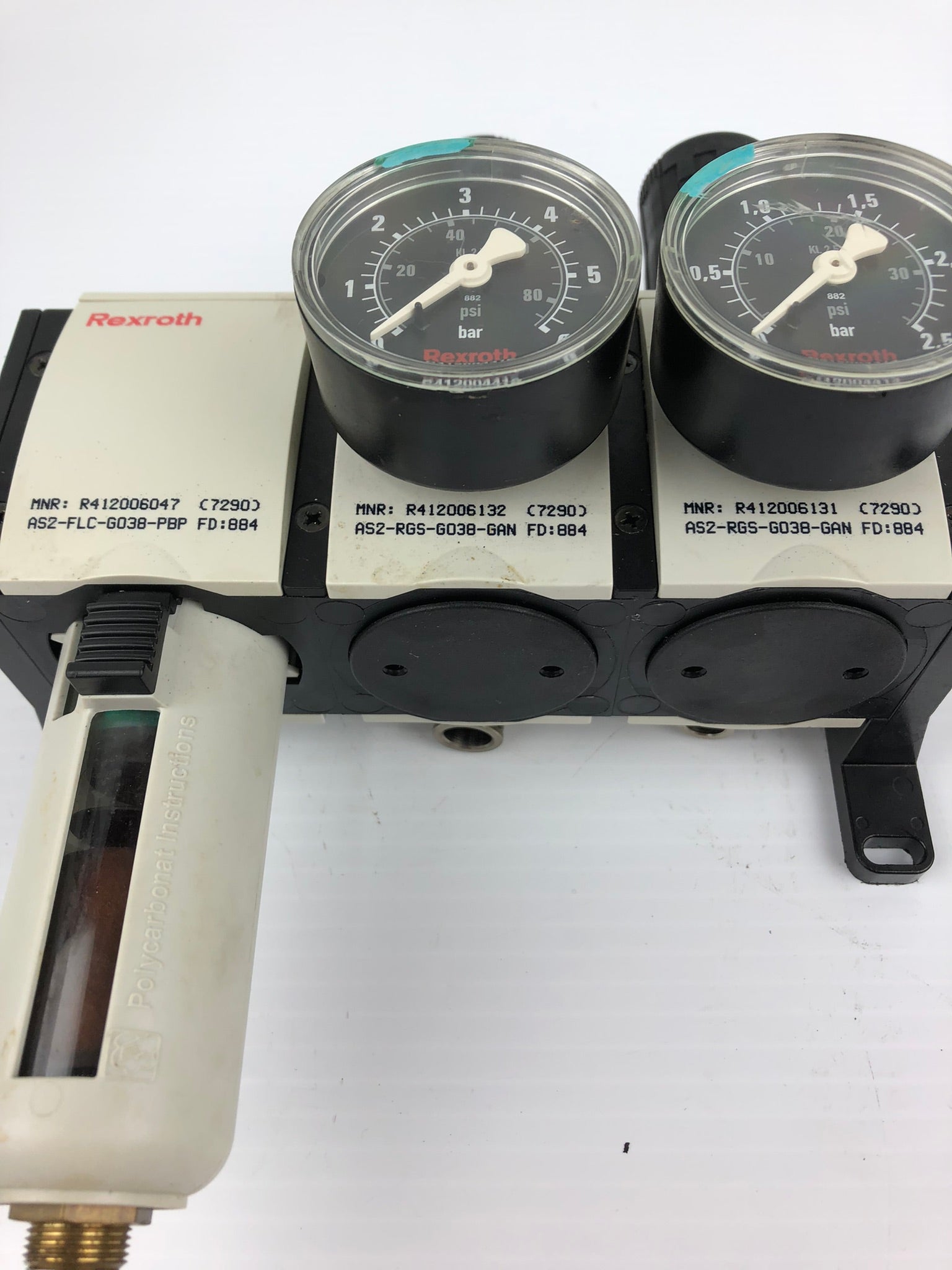 Rexroth Pneumatic Pressure System with Gauges and Lubricator AS2-RGS-G038-GAN