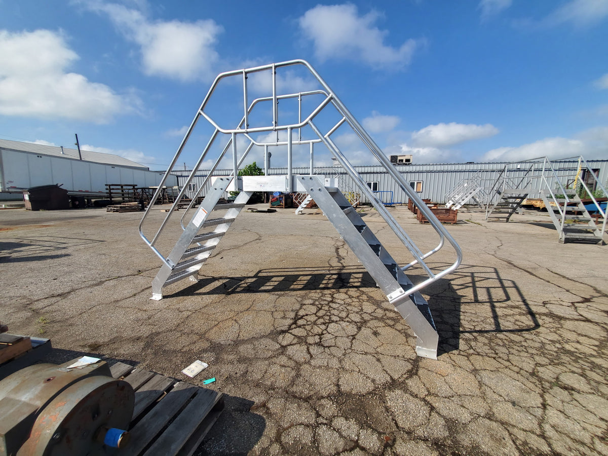 Cotterman Aluminum Crossover Bridge Ladder Platform Stairs & Handrails 10' 9" L