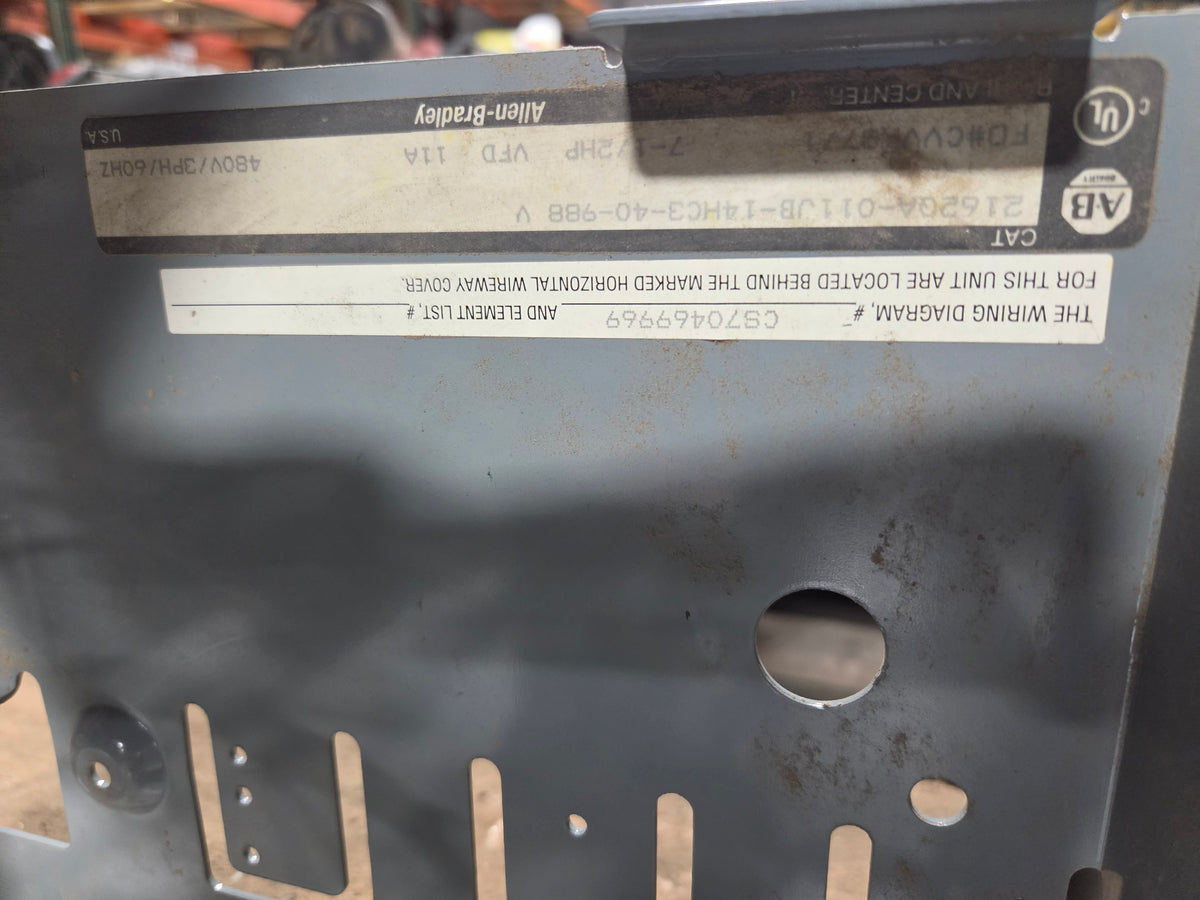 Allen Bradley 2162 MCC Bucket PowerFlex VFD 7.5HP 3PH Centerline 2100 w/ Door