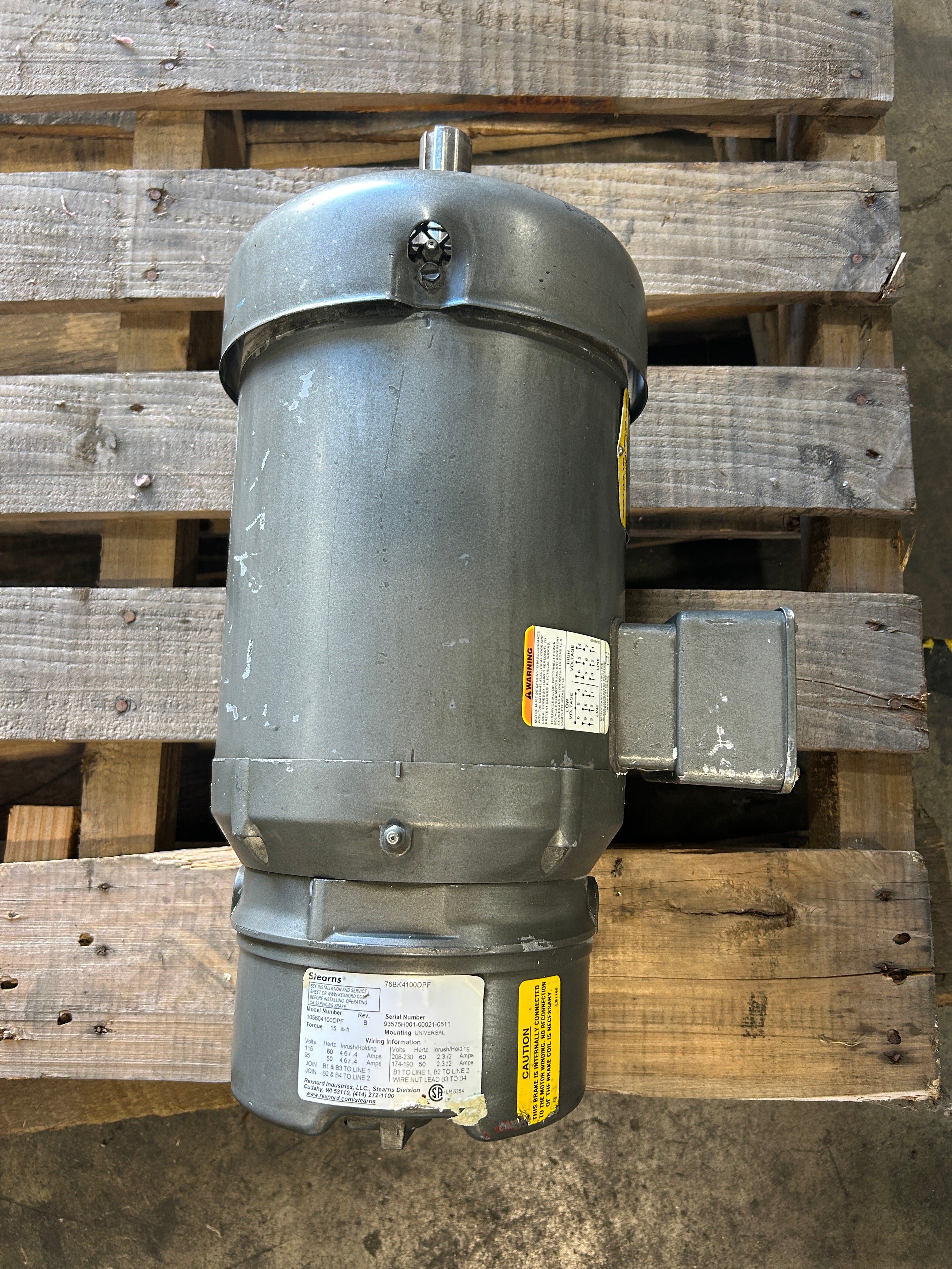 Baldor Reliance BM3611T Motor 3HP with Stearns 76BK4100DPF Brake 105604100DPF
