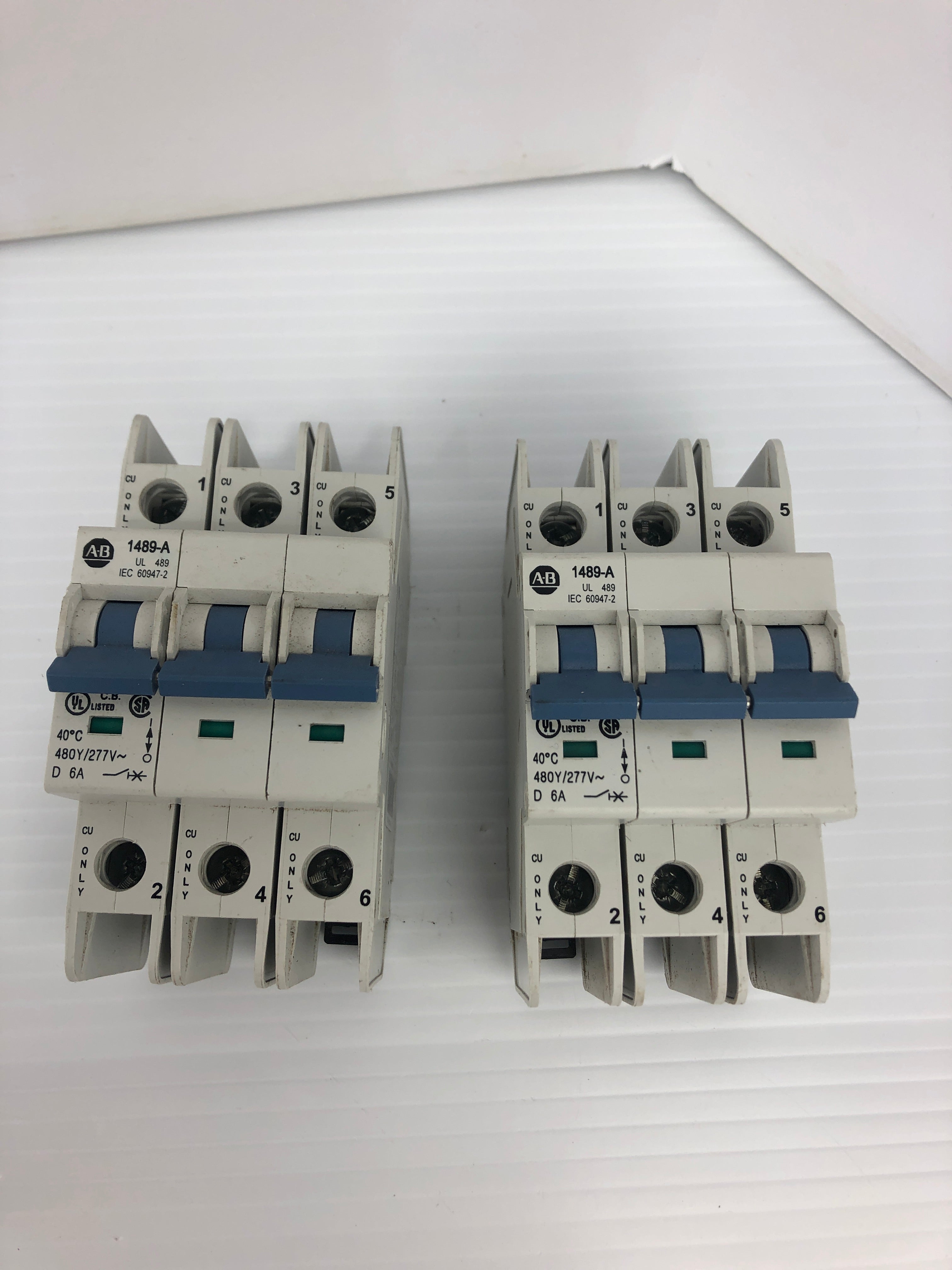 Allen-Bradley 1489-A3D060 Circuit Breaker Ser. A 415V 6A 3P 50/60Hz - Lot of 2