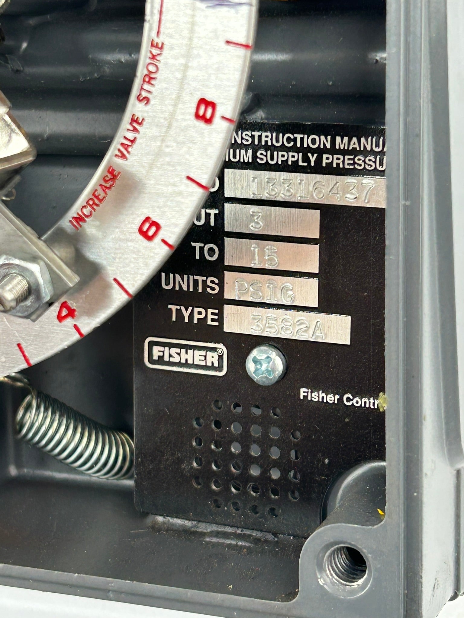 Fisher 3582A Pneumatic Valve Positioner Input 3 to 15 PSIG