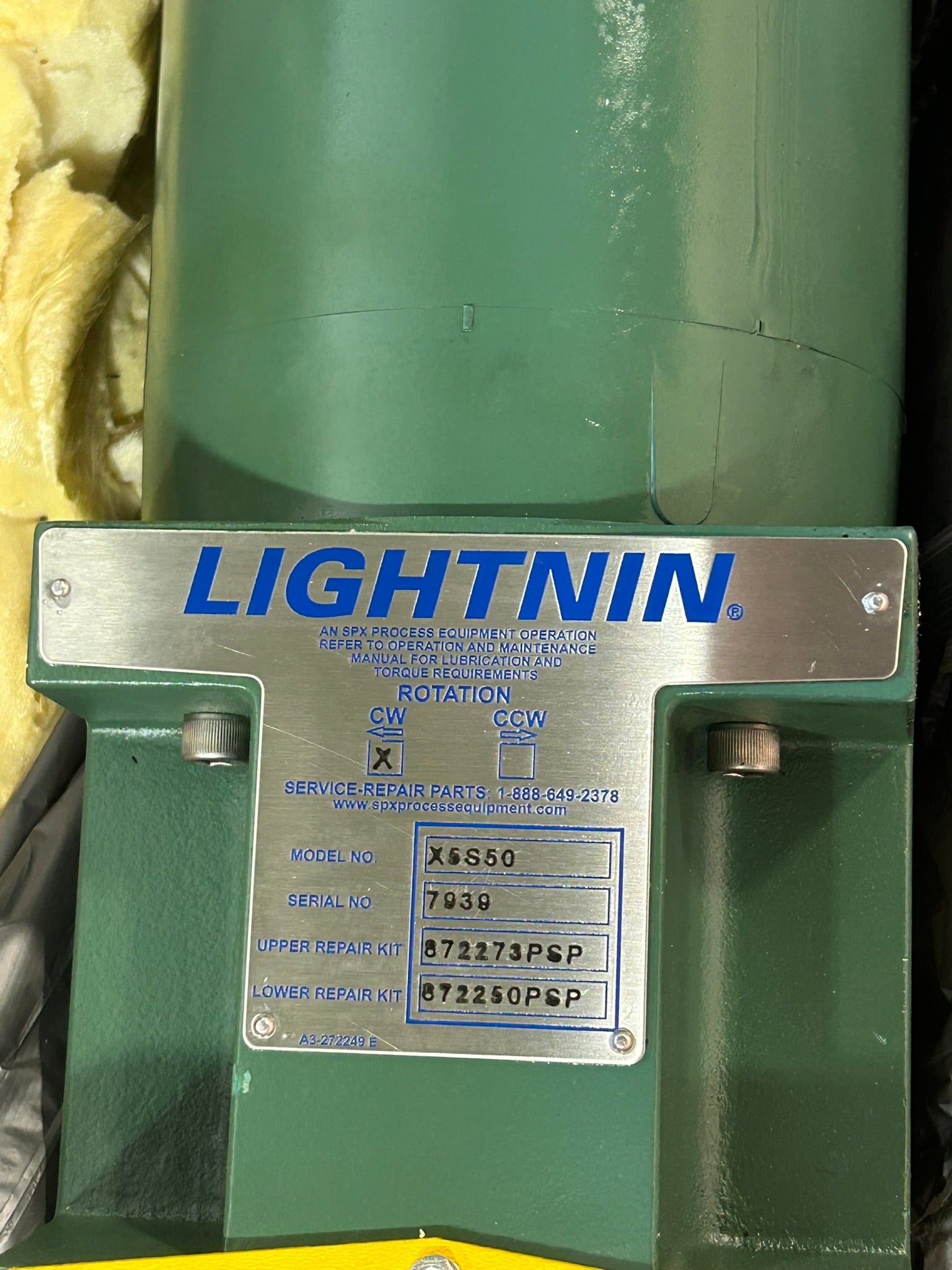 Lightnin X5S50 Mixer Agitator Drive Top-Entry 1/2 HP 1725 RPM 3 PH Motor