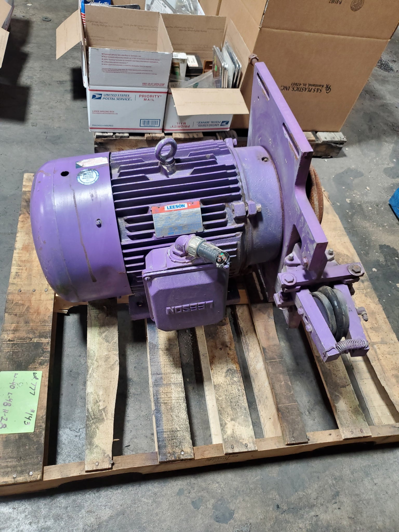 Leeson 150088-60 Electric Motor 40HP 3PH 1770RPM Belt Drive Clutch Assembly
